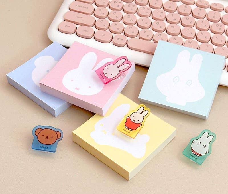 Miffy illust Memo Note Pad with Characters Clip SET