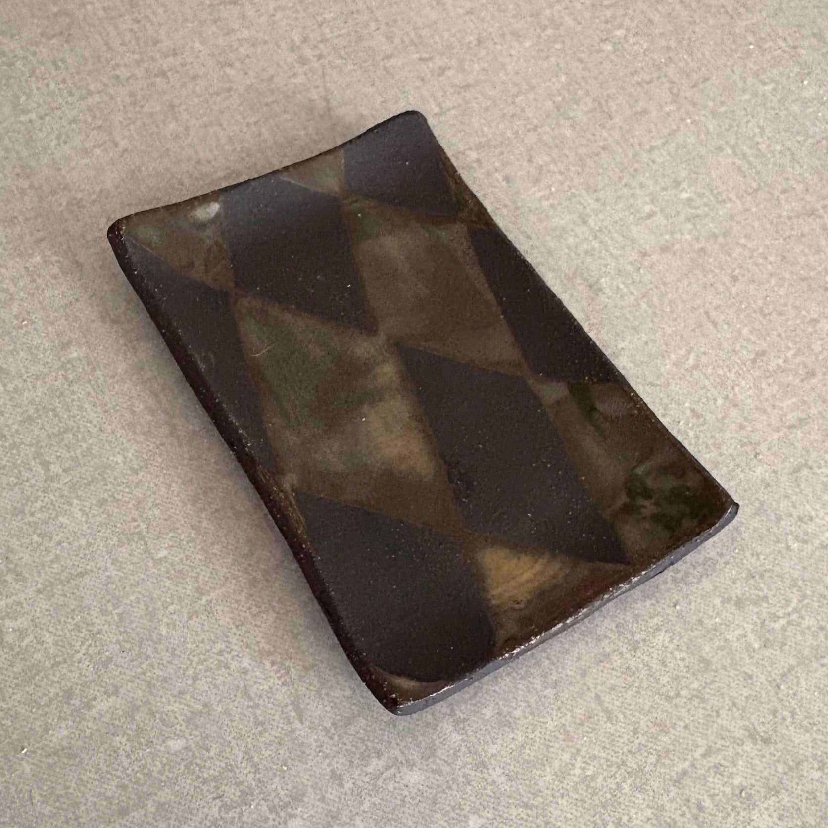 Small Checkered Dark Clay Rectangle Tray