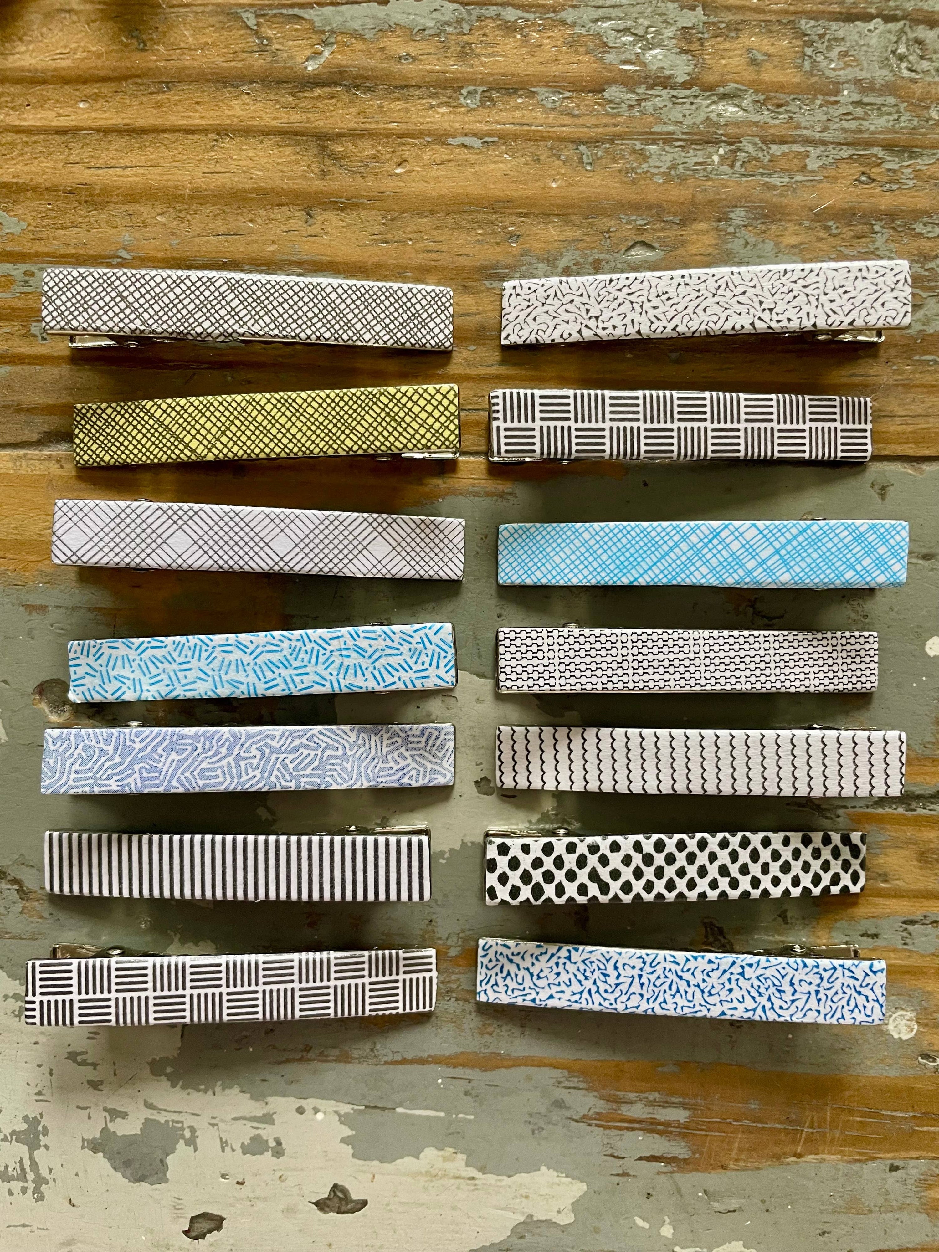 Hair clip recycled envelope pattern