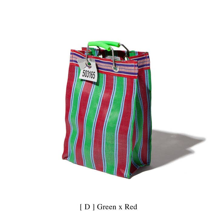 RECYCLED PLASTIC STRIPE BAG - Rectangle D15: Orange x Blue