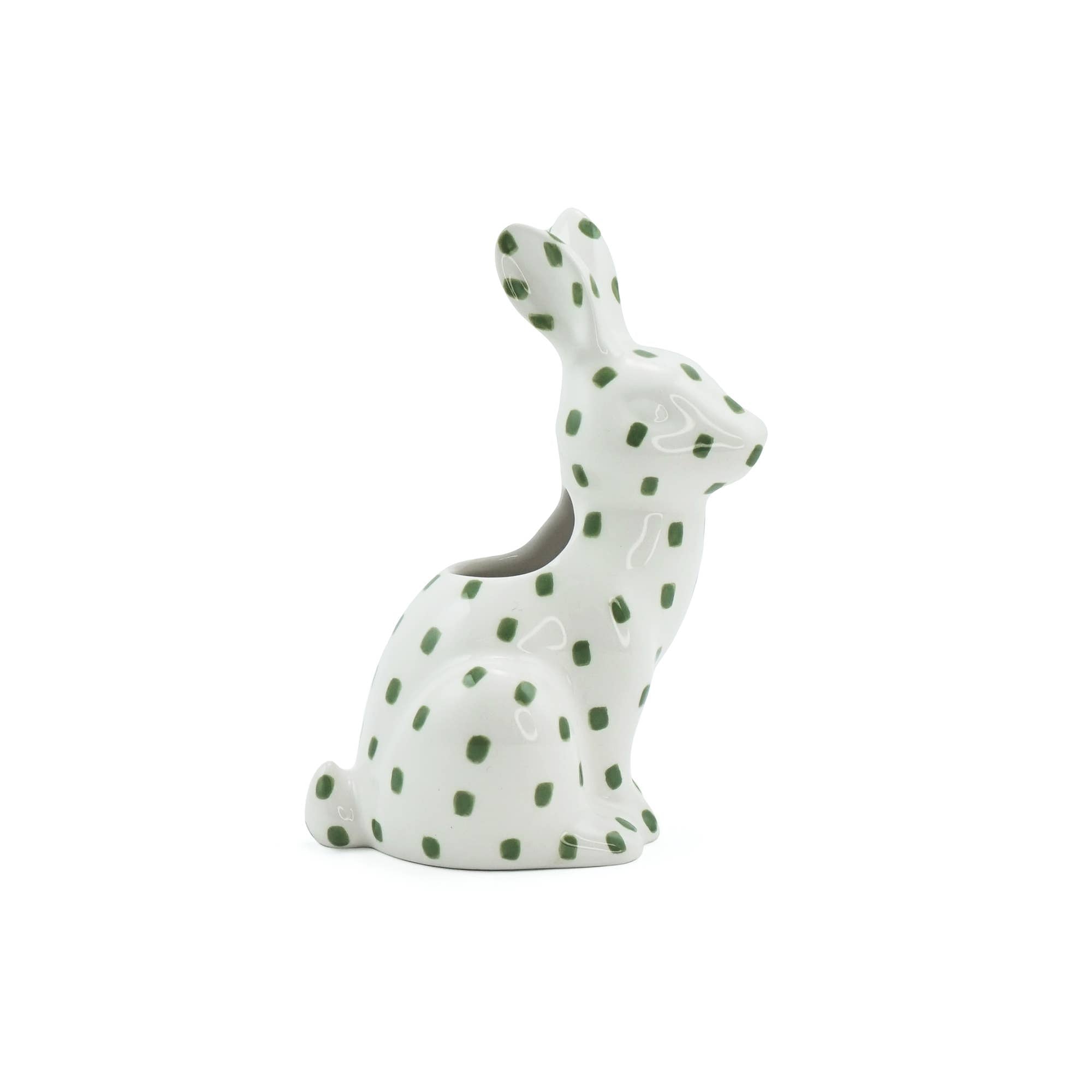 Ceramic Shaped Hare Vase Woodland Animal Green