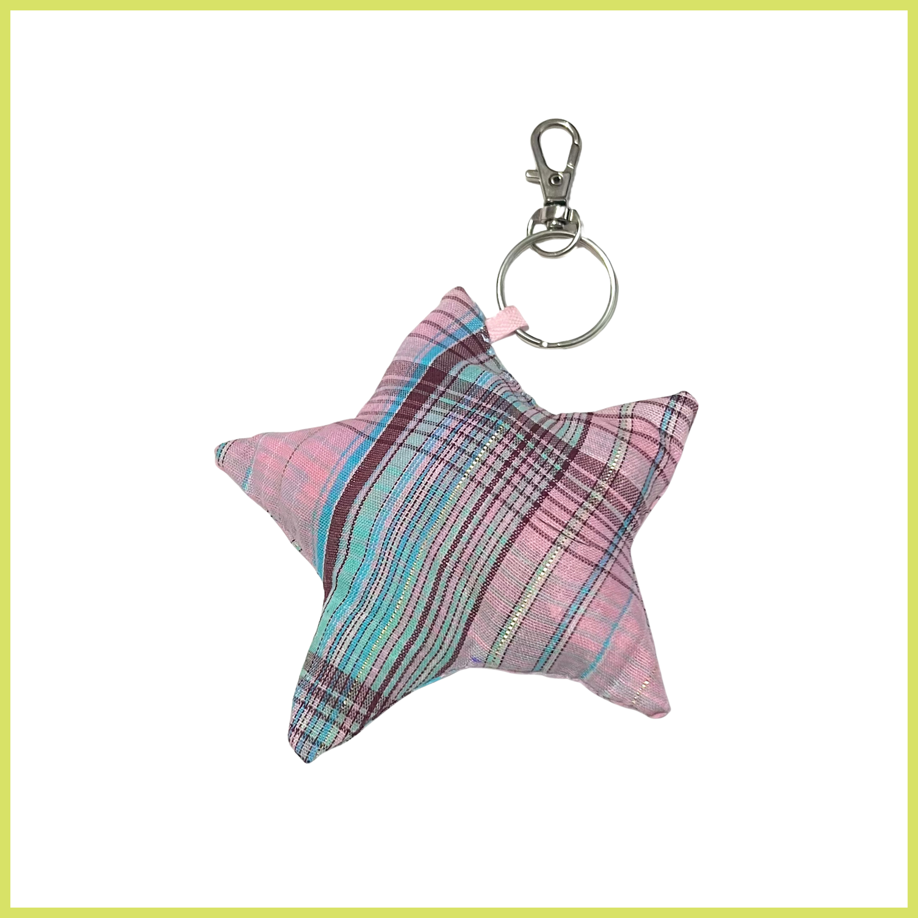 Pink Plaid Bag Charm