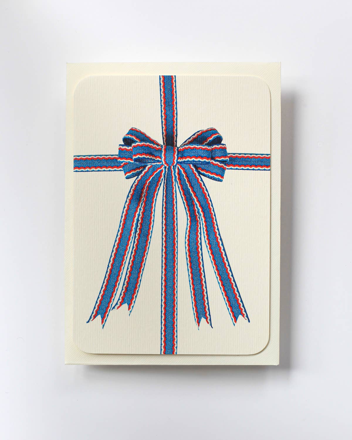 Blue, Red & White Bow Greeting Card | Birthday Card