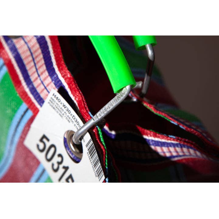 RECYCLED PLASTIC STRIPE BAG - Square: Red x Blue