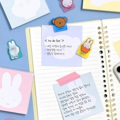 Miffy illust Memo Note Pad with Characters Clip SET