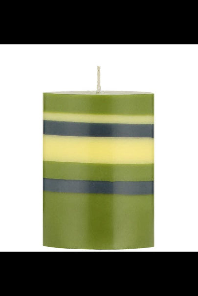 Small Olive, Indigo and Jasmine Eco Pillar Candle