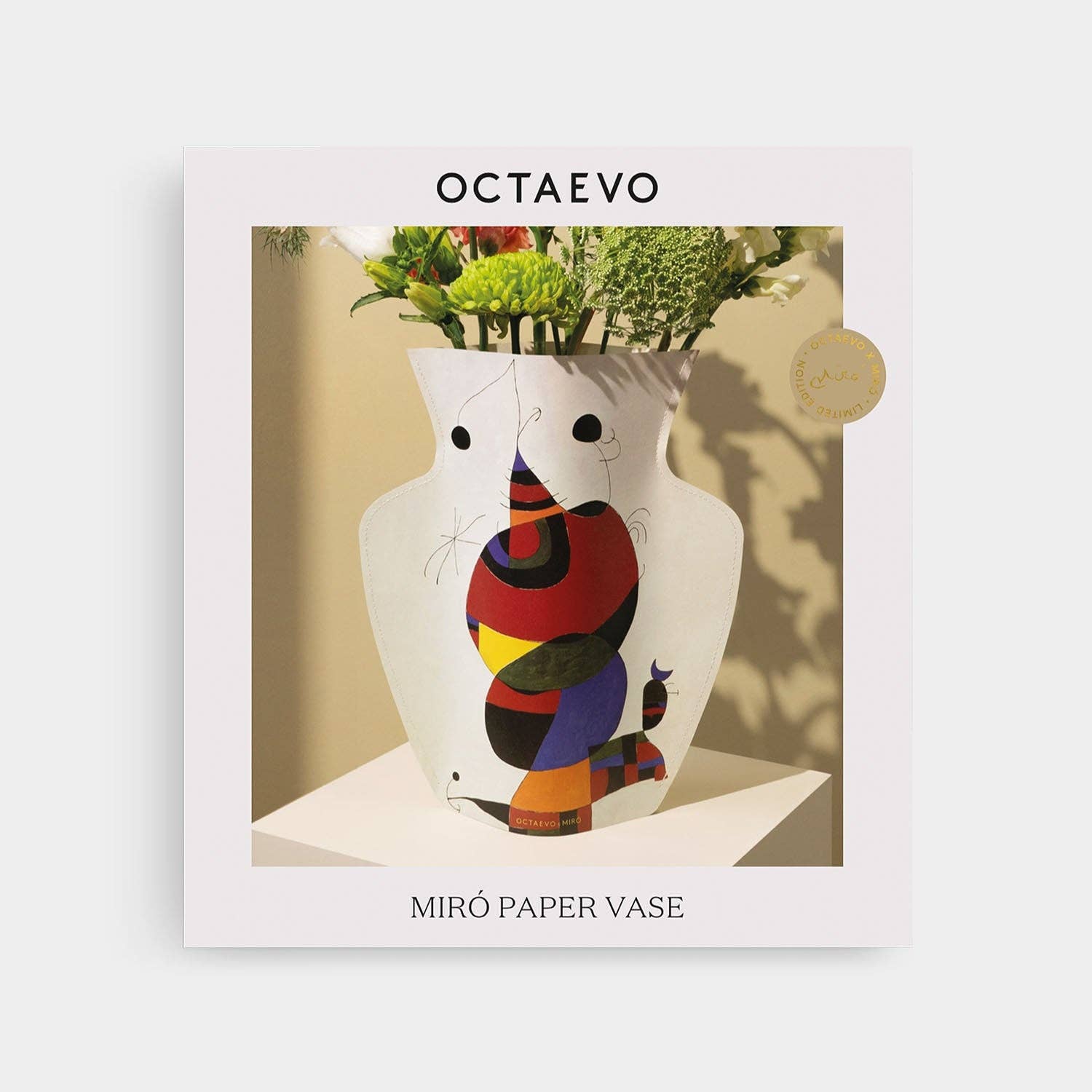 OCTAEVO Miró Paper Vase - Ivory, Flower Vase & Card Set