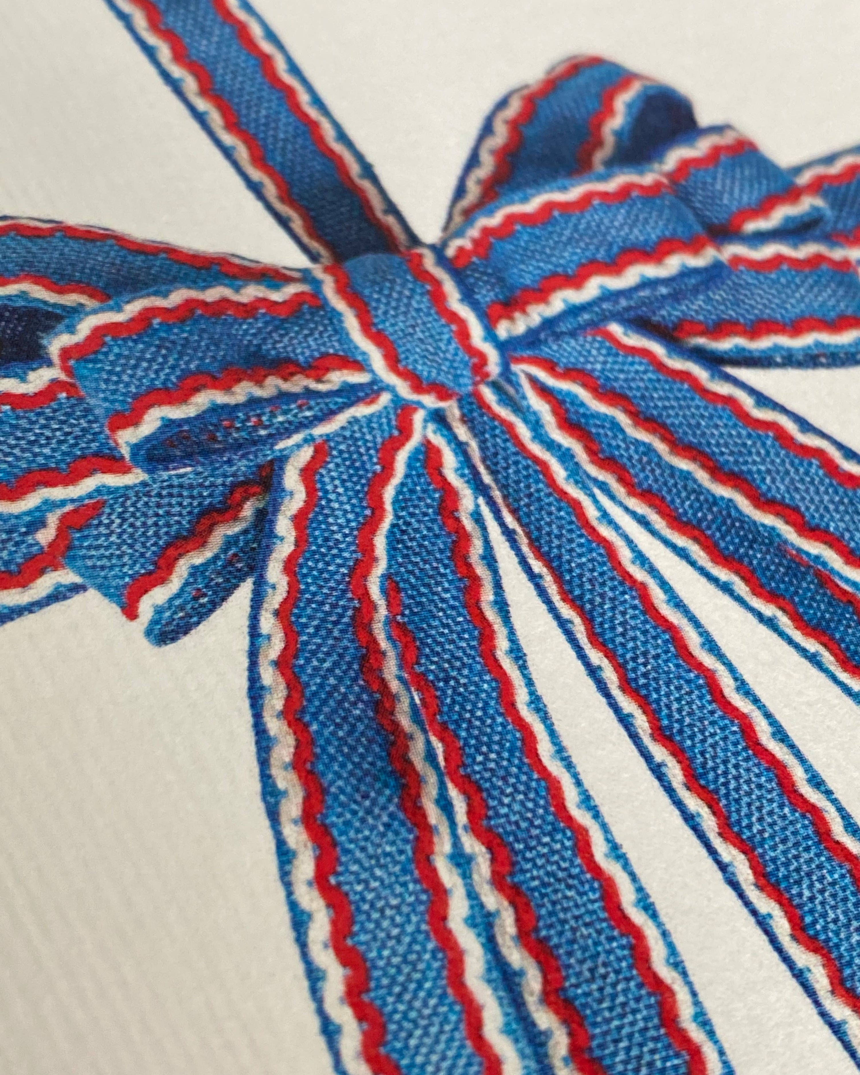 Blue, Red & White Bow Greeting Card | Birthday Card