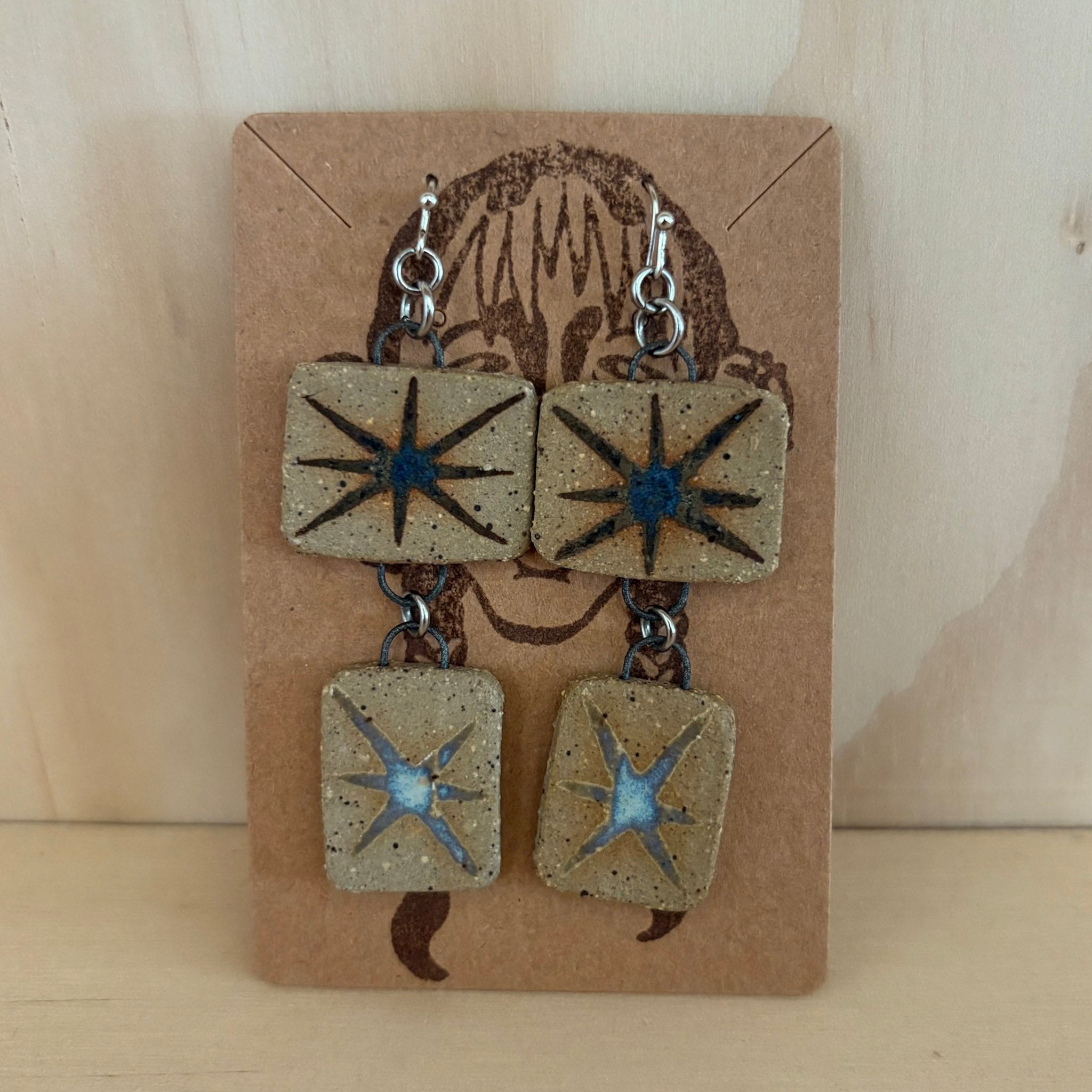 Two Stars Cornered Earrings