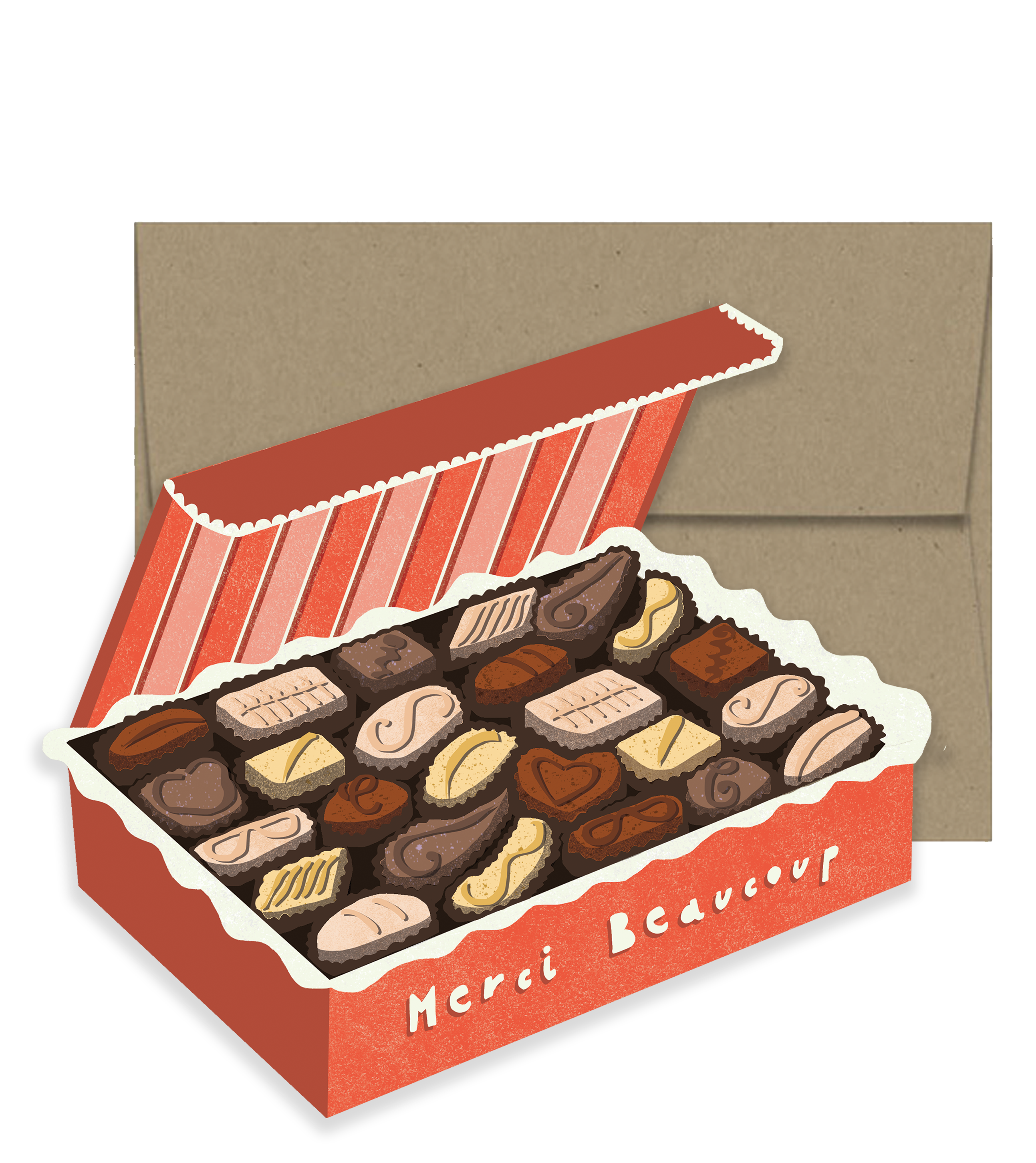 Merci Chocolate Box Amour Collection - Die Cut Card