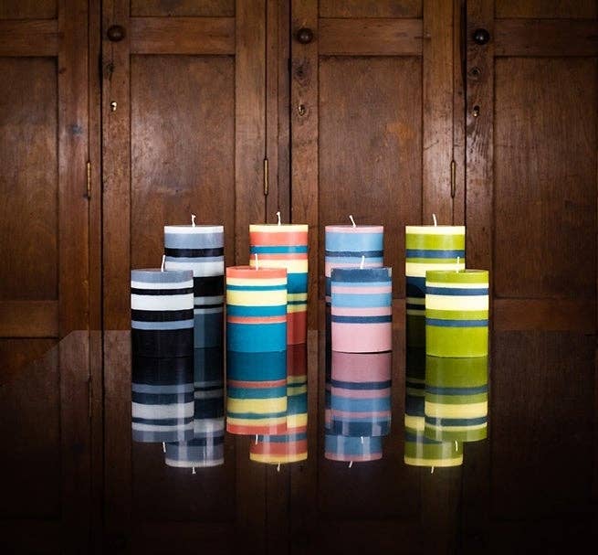Small Olive, Indigo and Jasmine Eco Pillar Candle