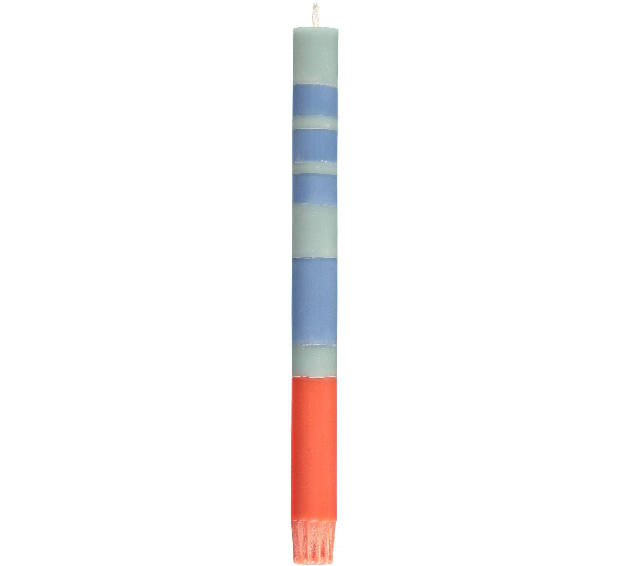 Striped Opaline, Pompadour & Rust Eco Dinner Candles, Gift Box of 4