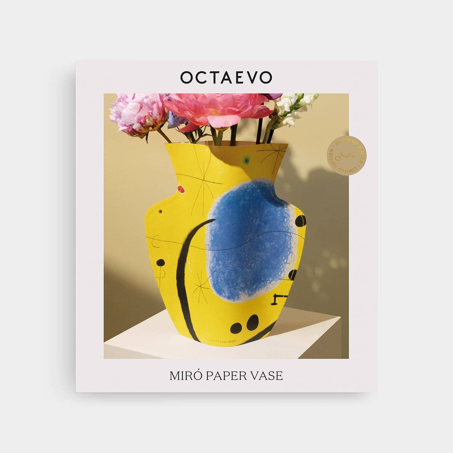 OCTAEVO Miró Paper Vase - Yellow, Flower Vase & Card Set
