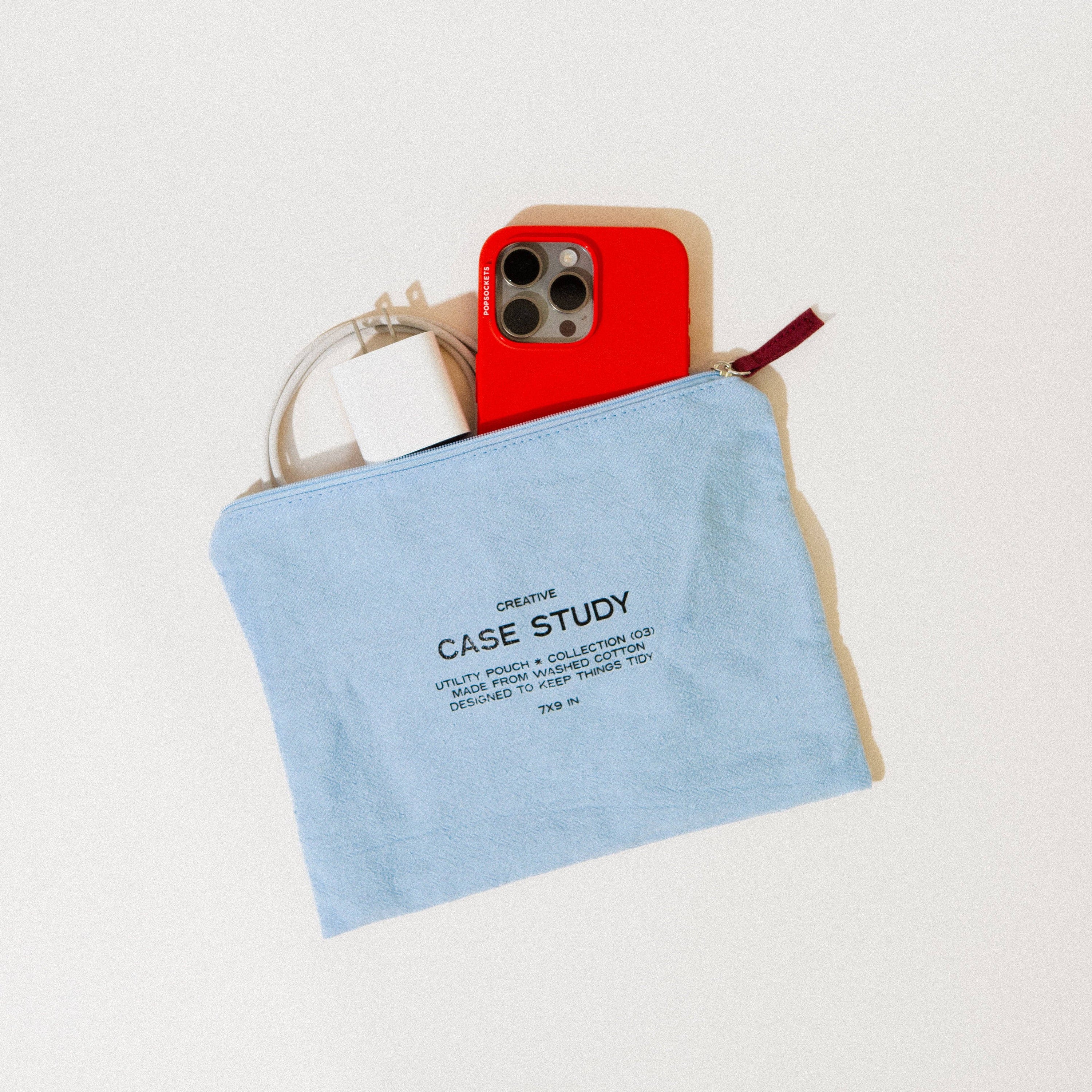Washed Cotton Zipper Pouch | Robin's Egg