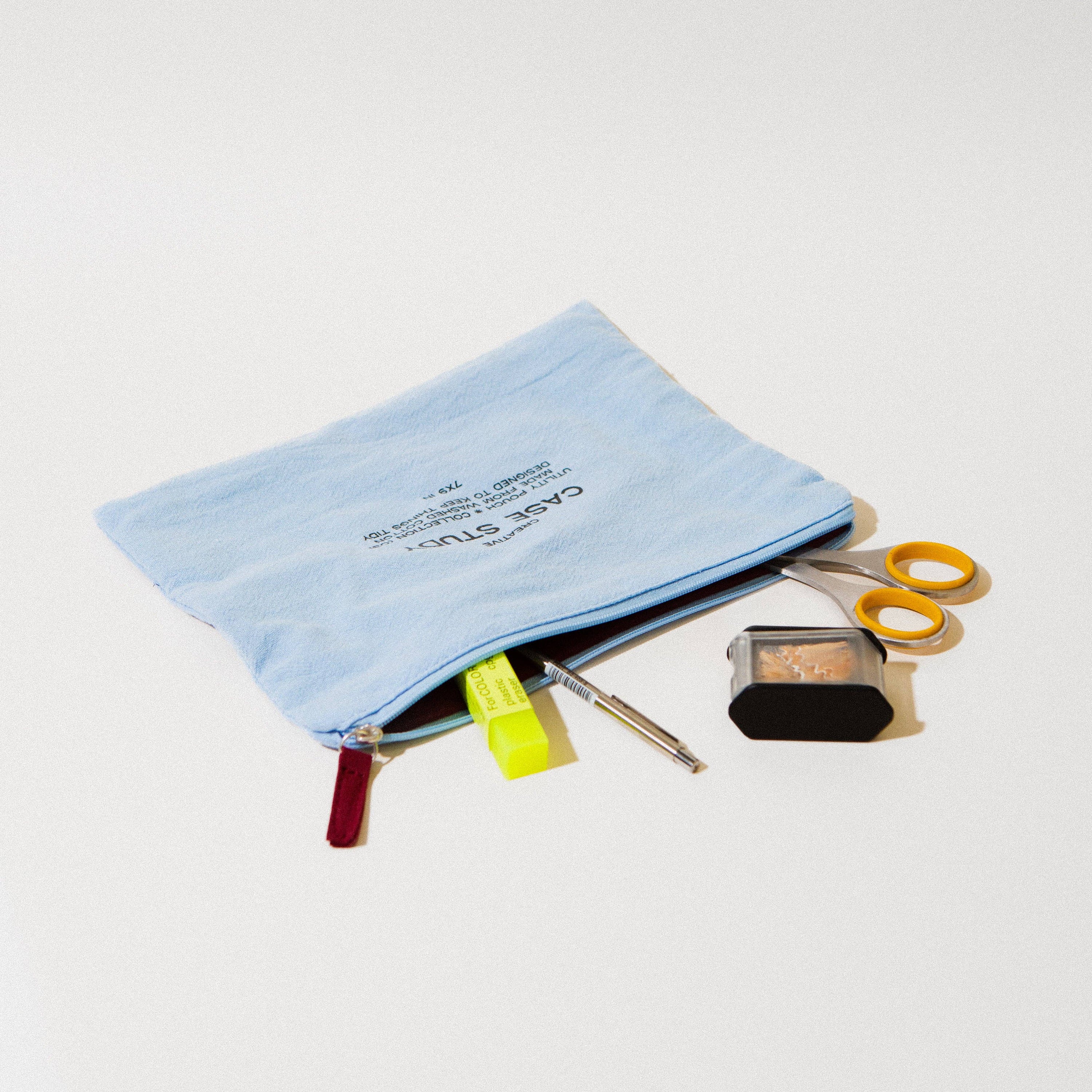 Washed Cotton Zipper Pouch | Robin's Egg