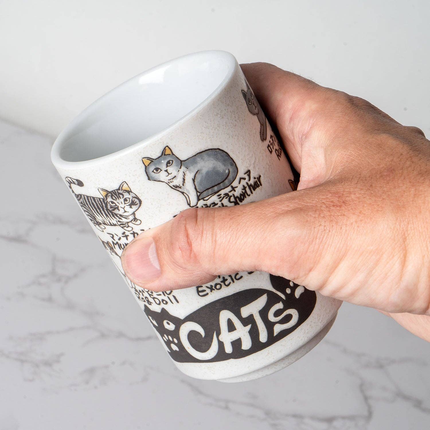 Japanese Cat Breed Names Yunomi Style Tea Cup Reactive Glaze 10 fl oz JP (6/60)
