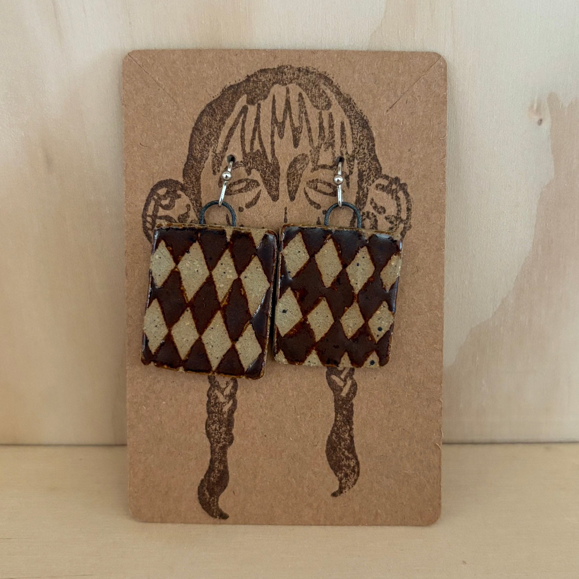 Checkered Ceramic Earrings