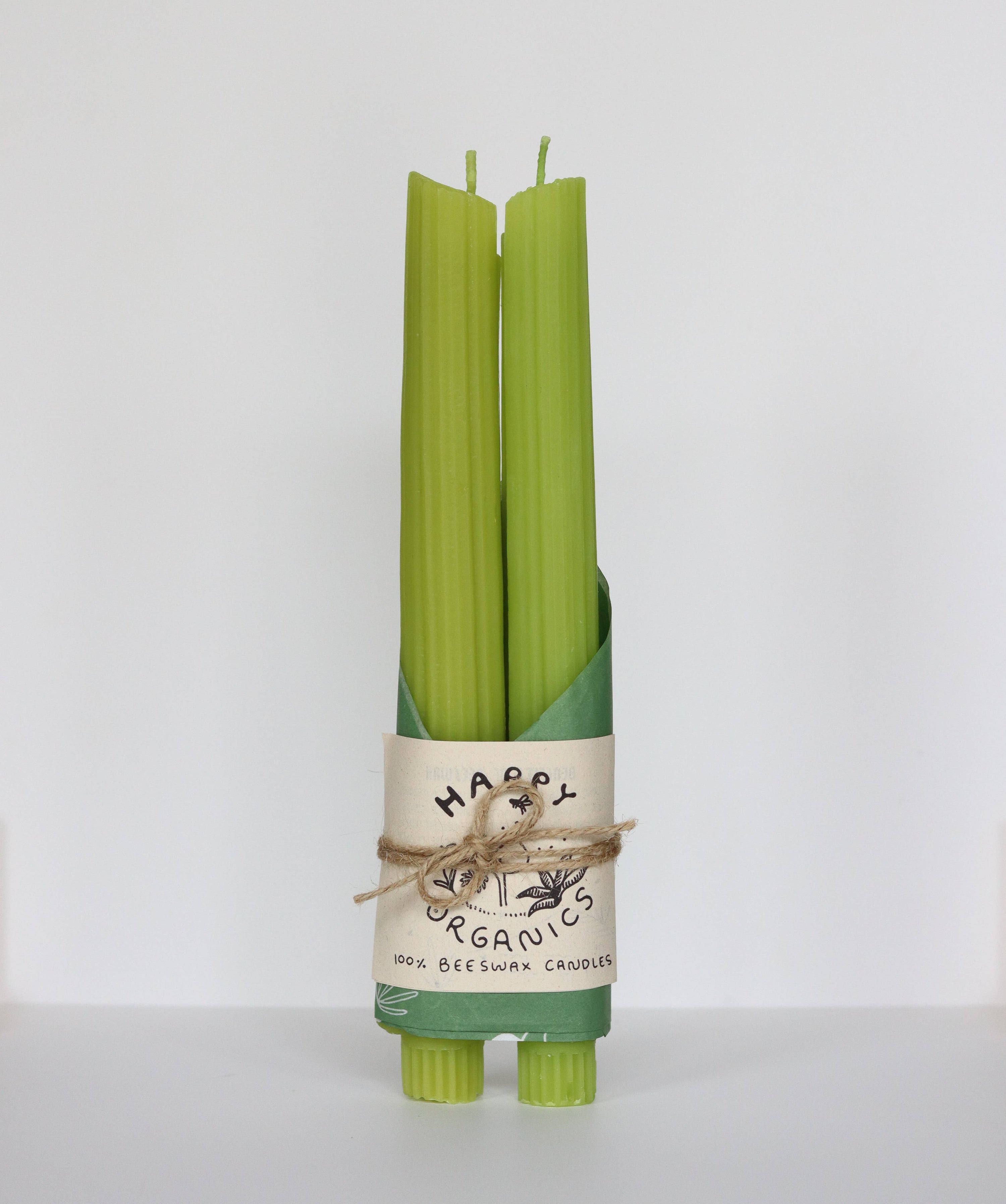 Beeswax Celery Taper Candle (Set of 2)