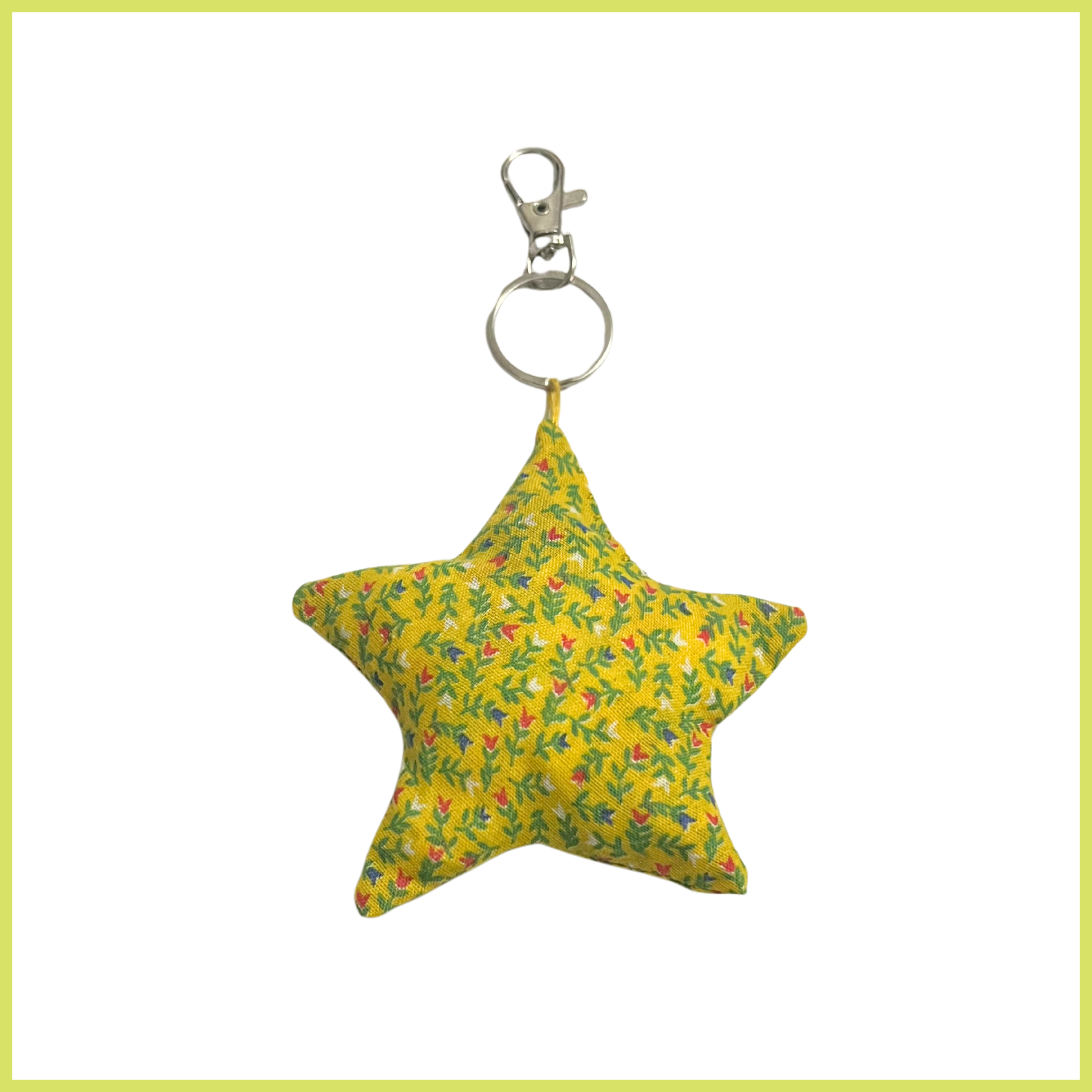 Yellow Floral Star Bag Charm