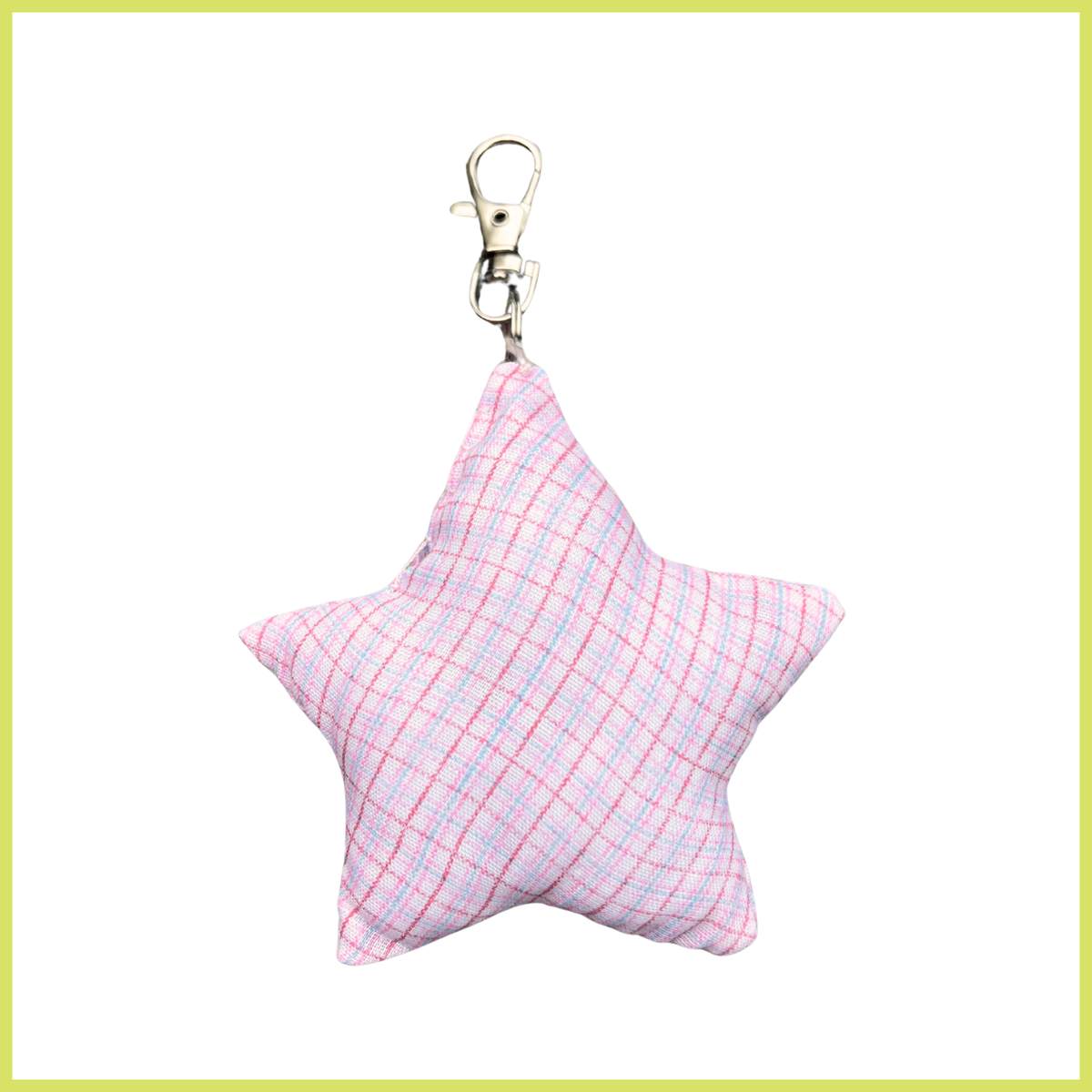 Pink-Blue Plaid Bag Charm