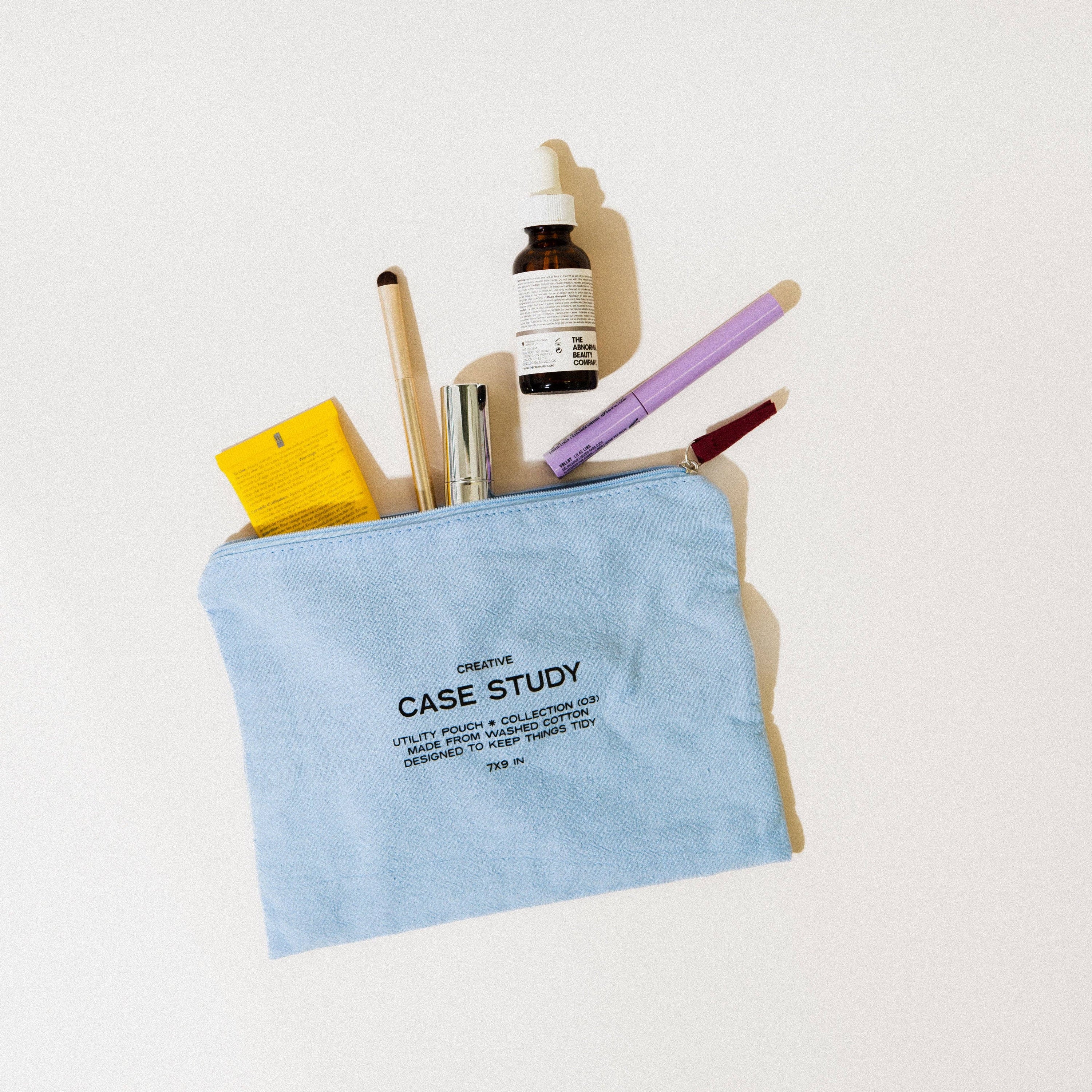 Washed Cotton Zipper Pouch | Robin's Egg