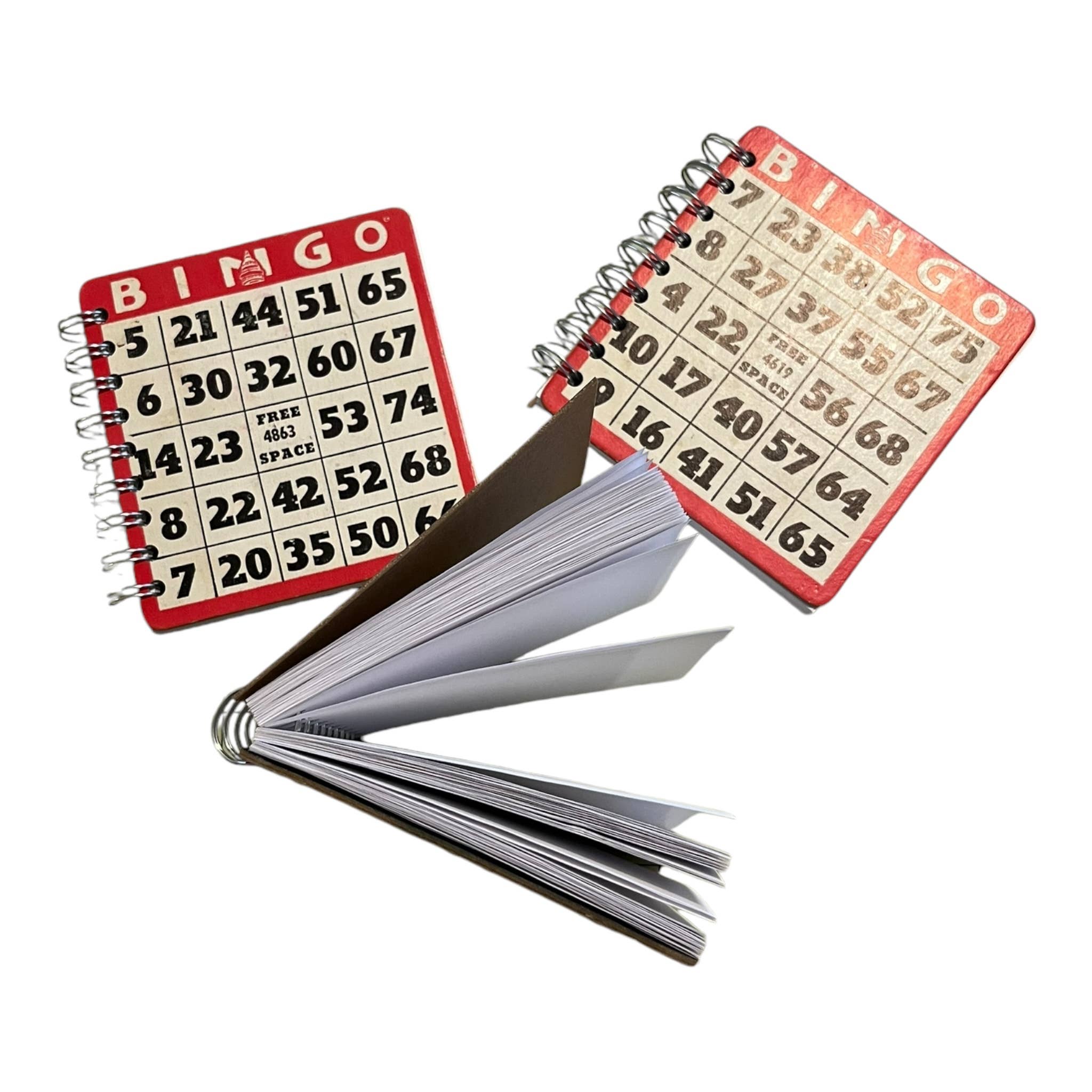 Upcycled Vintage Red Bingo Card Journal - 5x5"