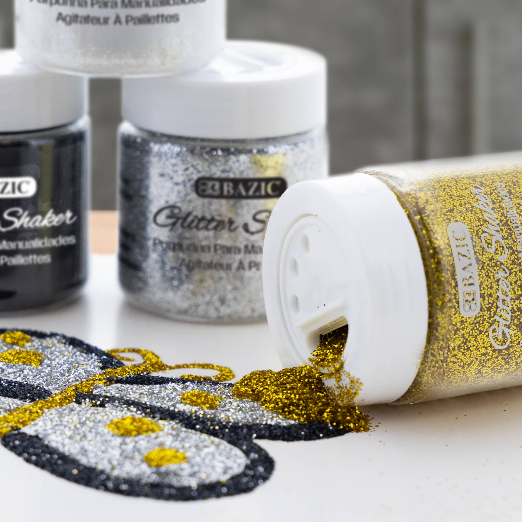 Glitter Shaker 56.6g / 2 Oz. Gold and Monochrome Color
