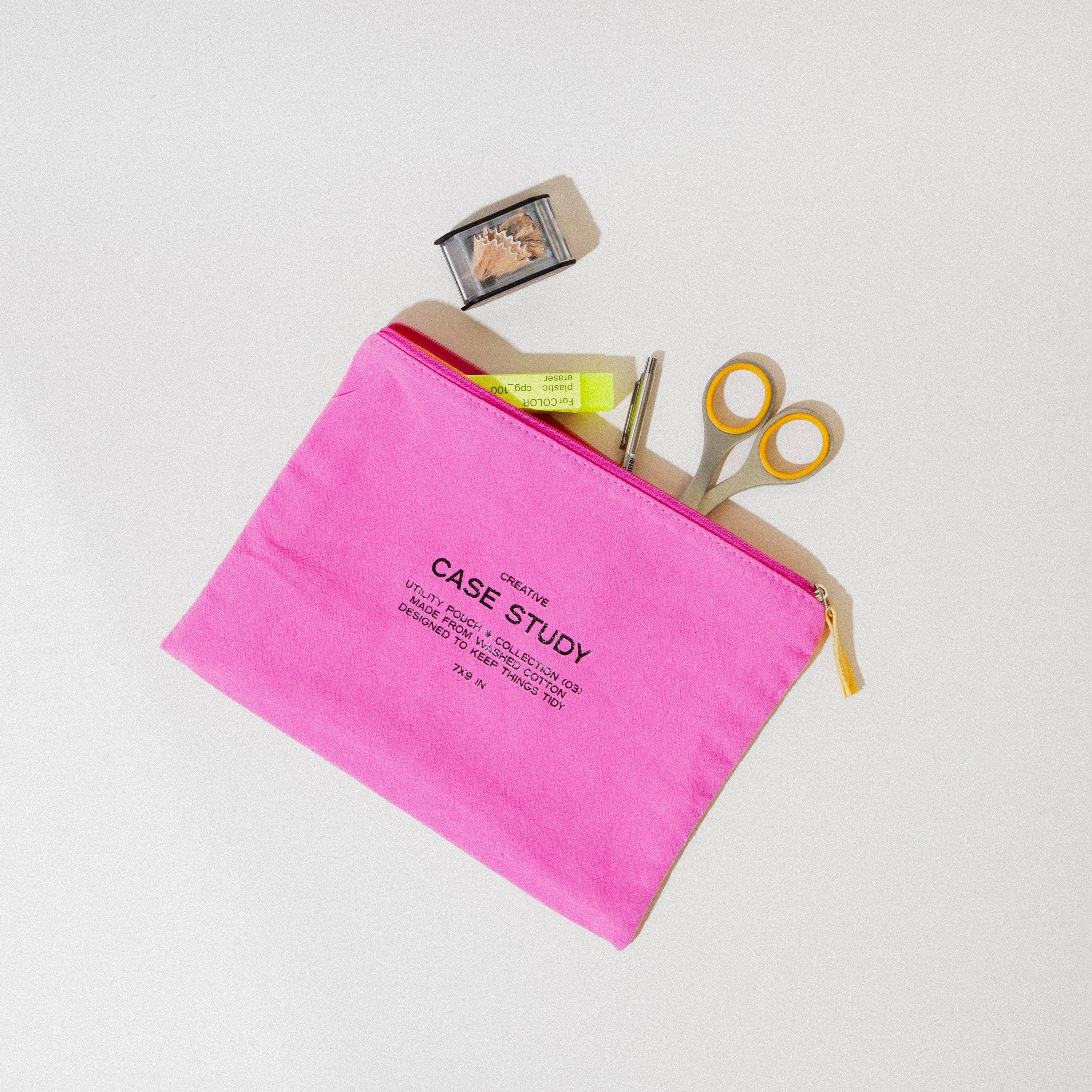 Washed Cotton Zipper Pouch | Candy