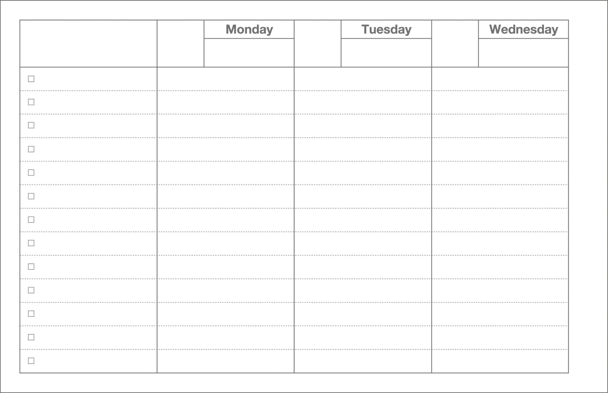 Dayfree Weekly Schedule