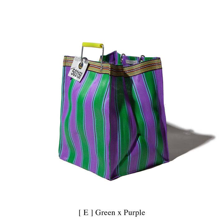 RECYCLED PLASTIC STRIPE BAG - Rectangle D30: Red x Blue