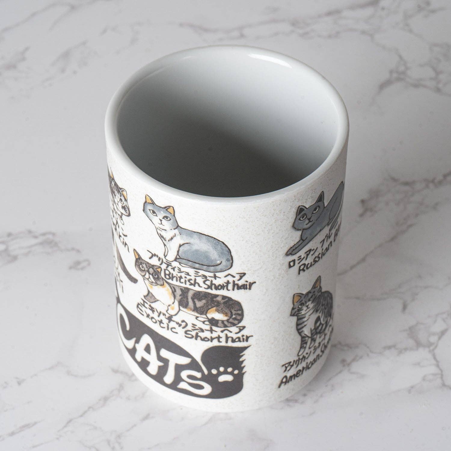 Japanese Cat Breed Names Yunomi Style Tea Cup Reactive Glaze 10 fl oz JP (6/60)