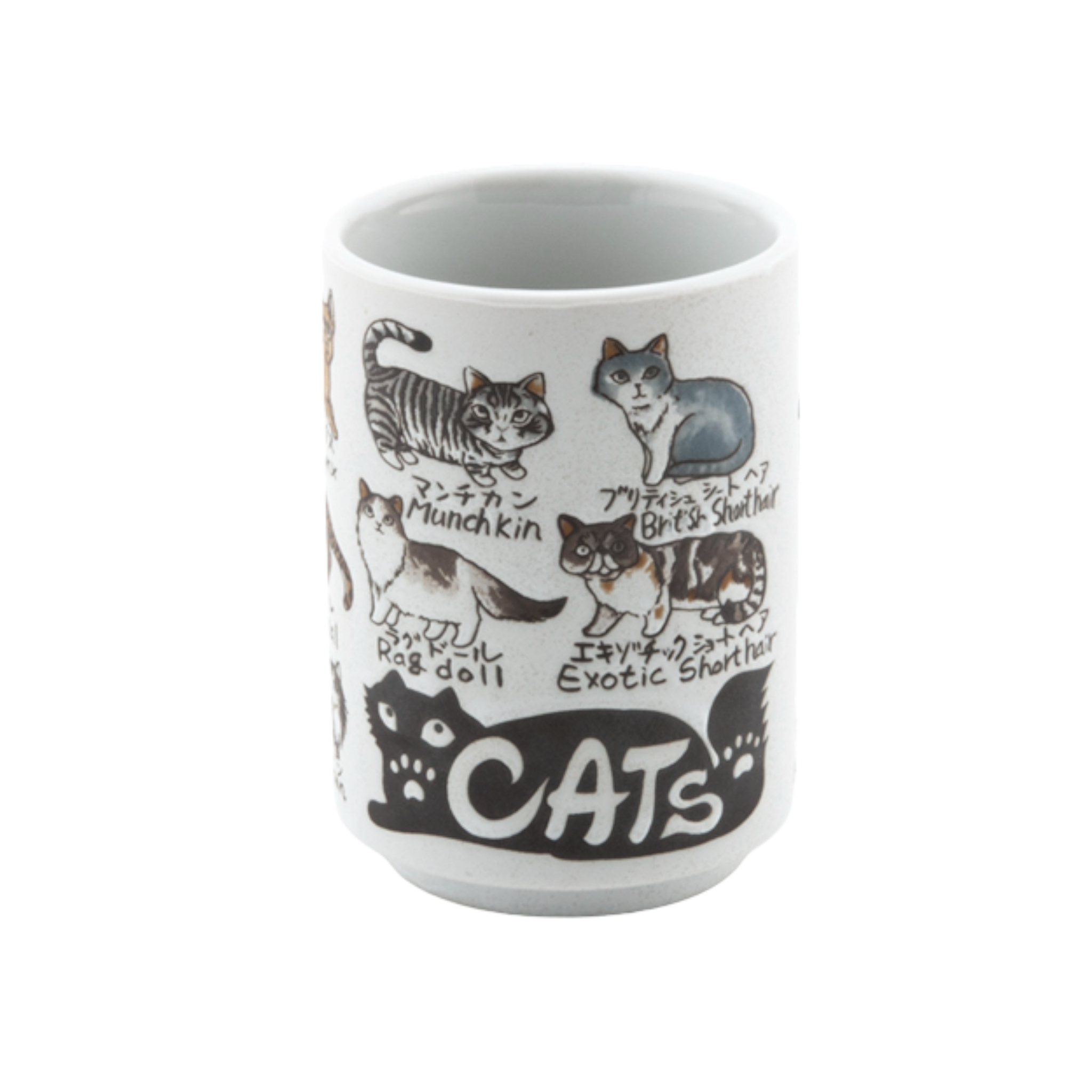 Japanese Cat Breed Names Yunomi Style Tea Cup Reactive Glaze 10 fl oz JP (6/60)