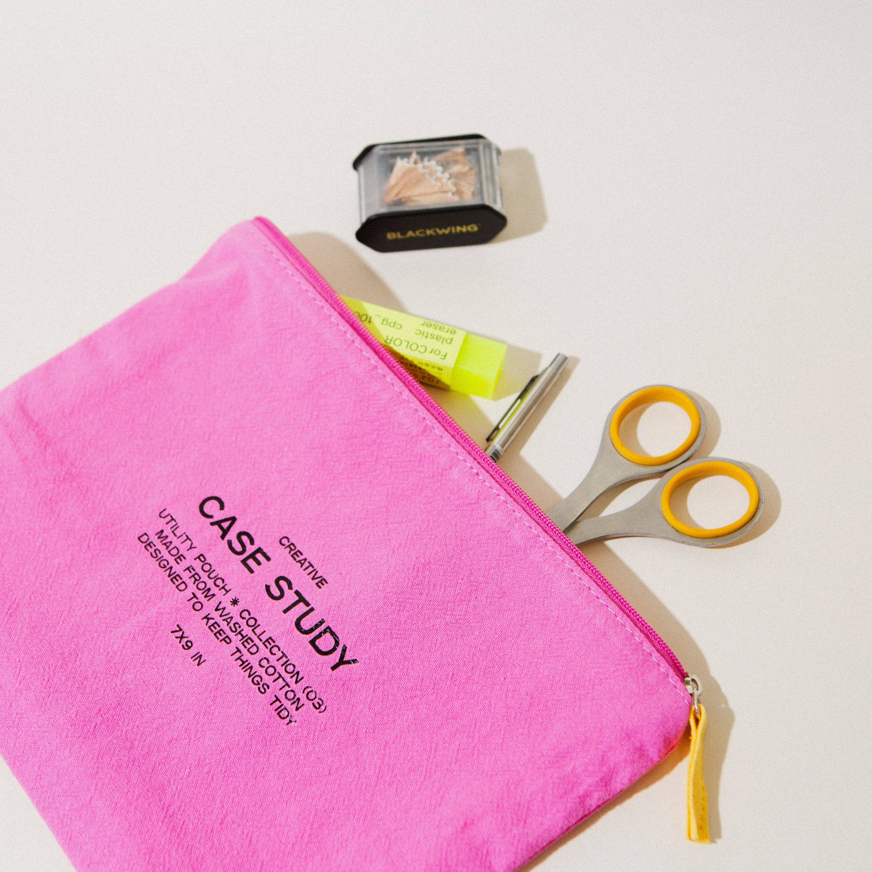 Washed Cotton Zipper Pouch | Candy