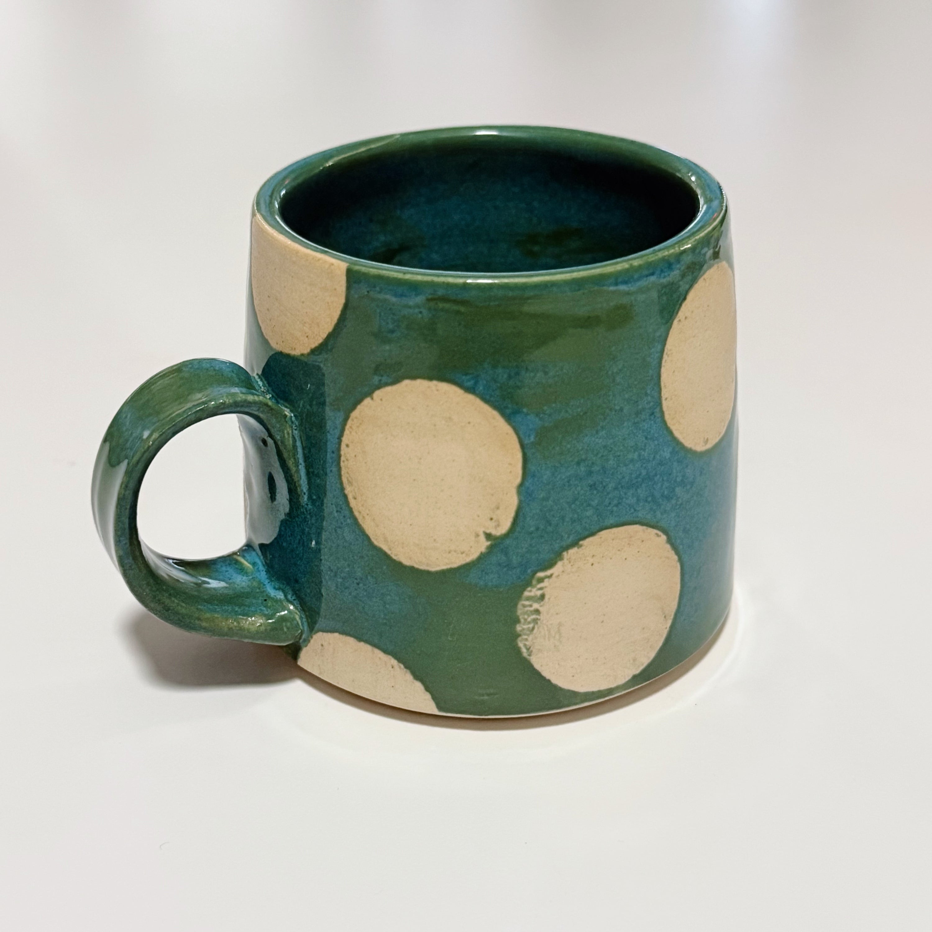 blue polka dot mug