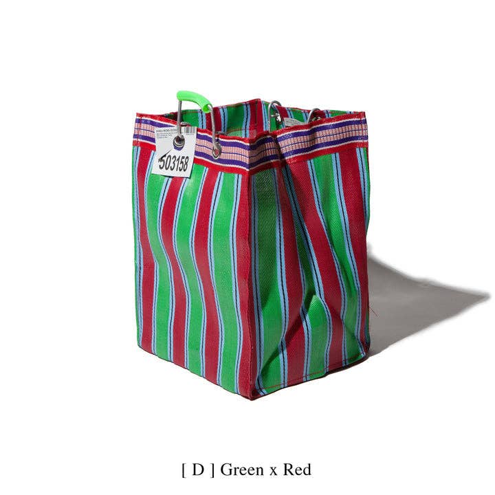 RECYCLED PLASTIC STRIPE BAG - Rectangle D30: Red x Blue