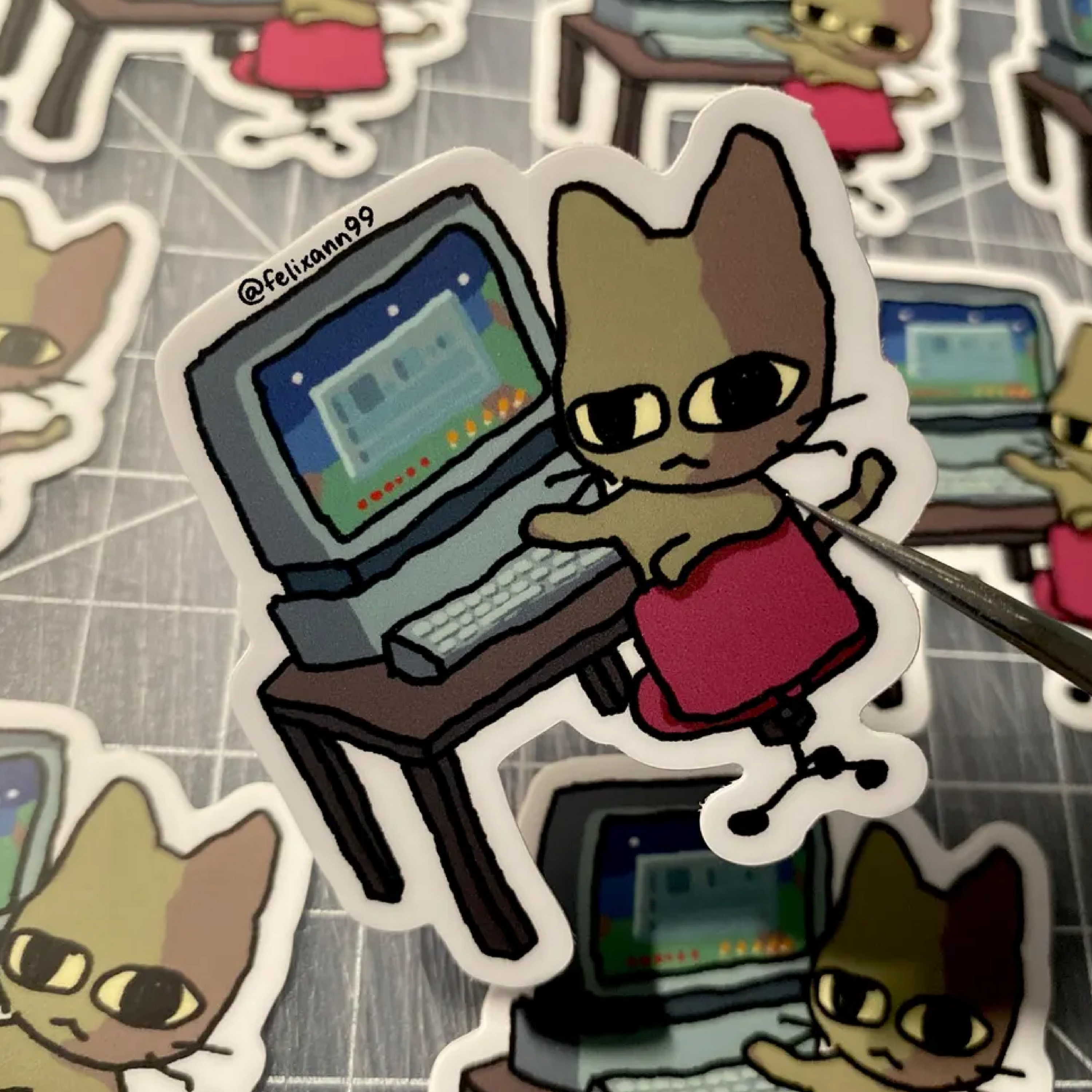 Computer Tabby Cat Sticker