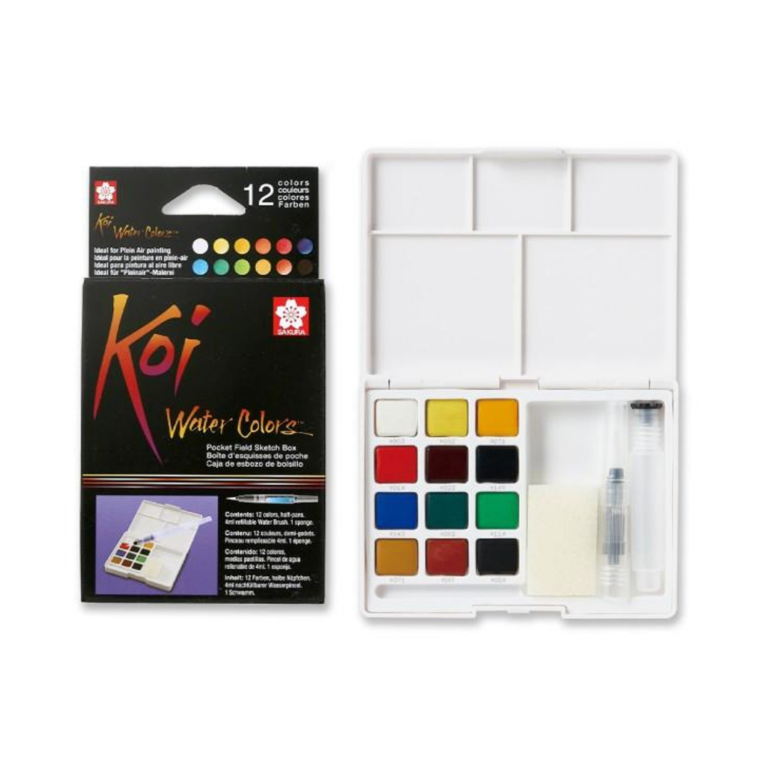 KOI 12 COLOR WATERCOLOR PAN POCKETBOX SET