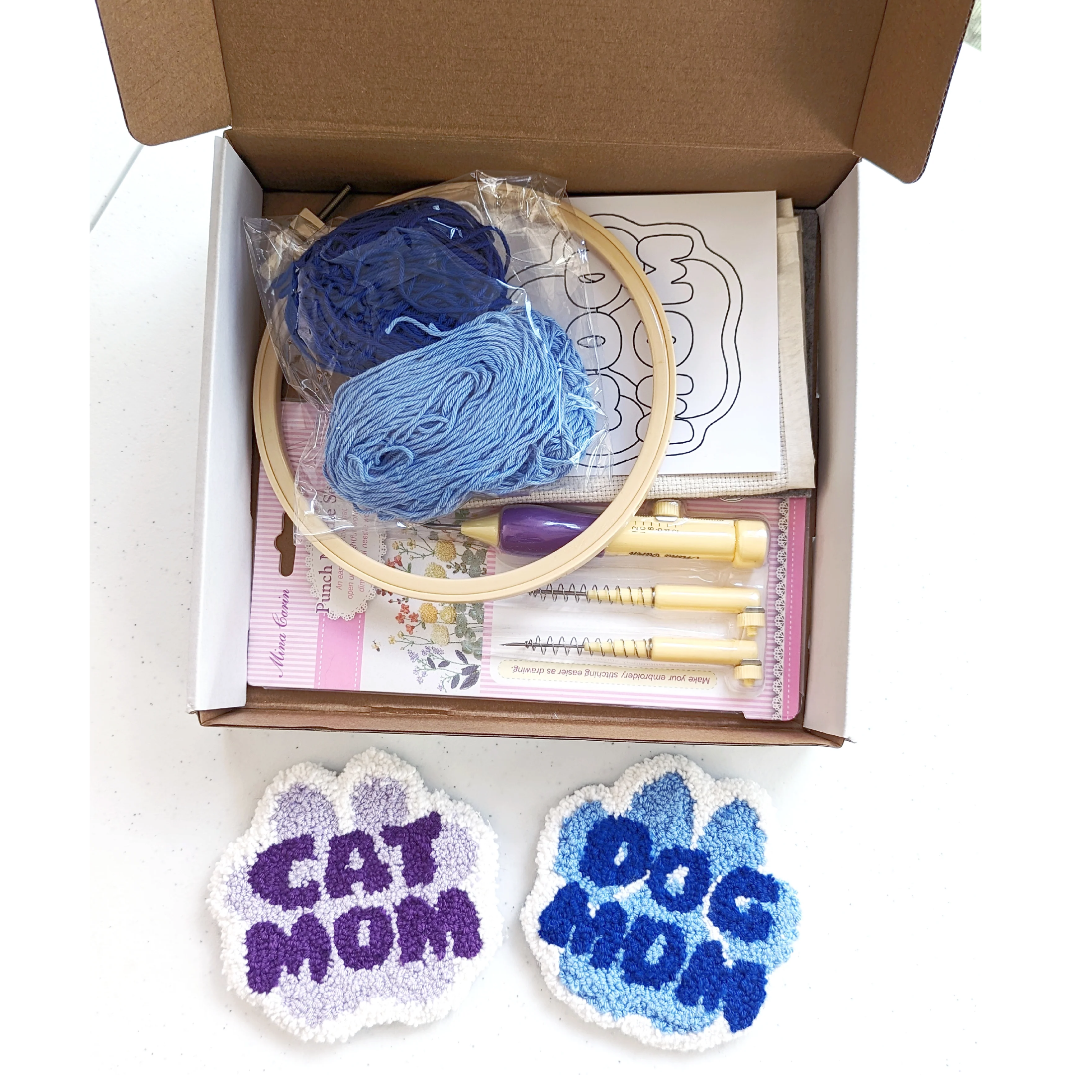 Cat mom coaster DIY Punch needle kit
