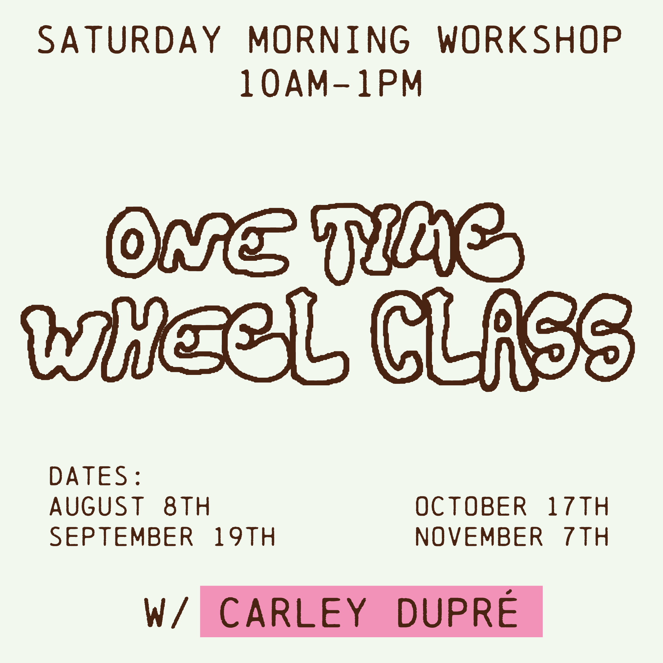 One Time Ceramic Wheel! Workshop