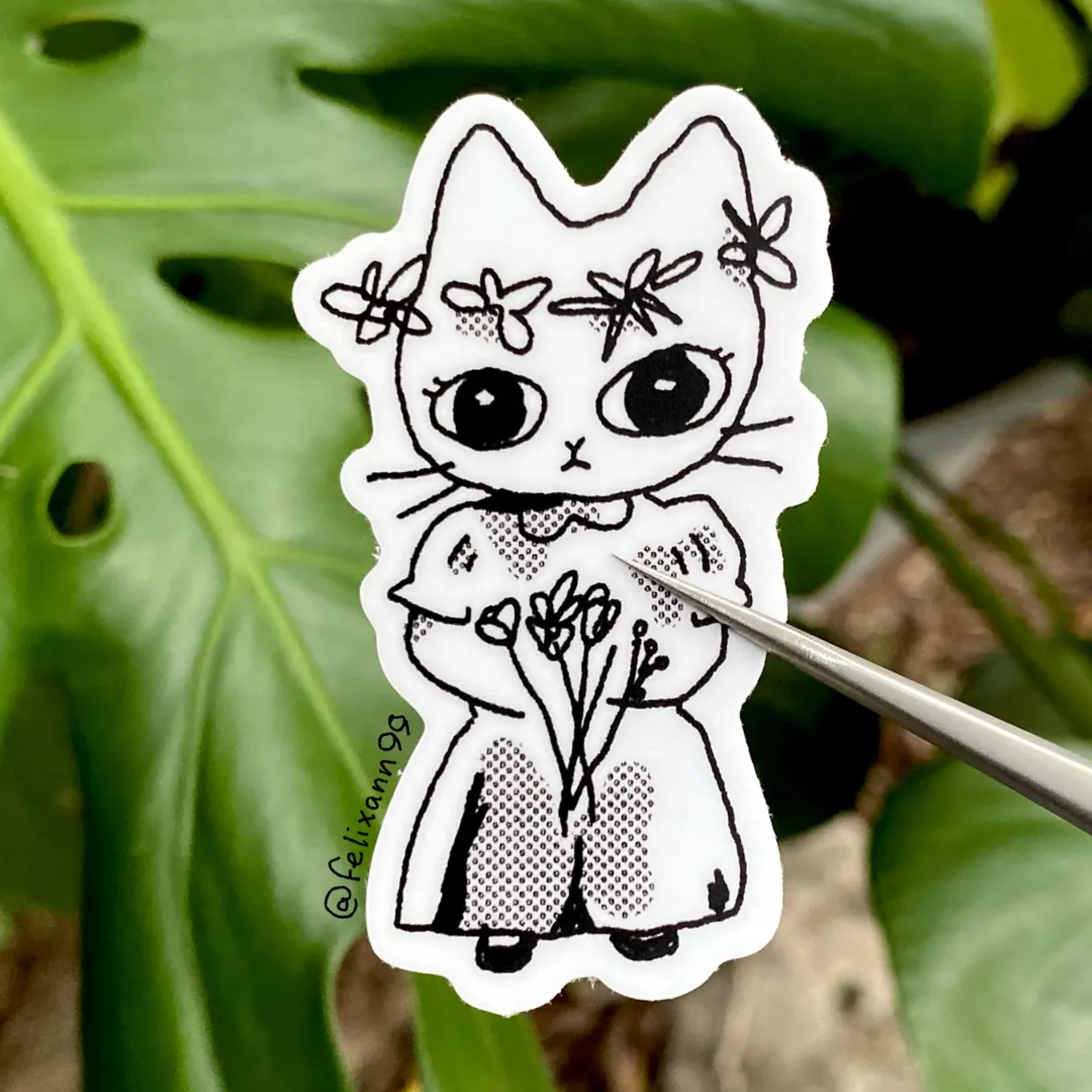 Black and White Cat Sticker