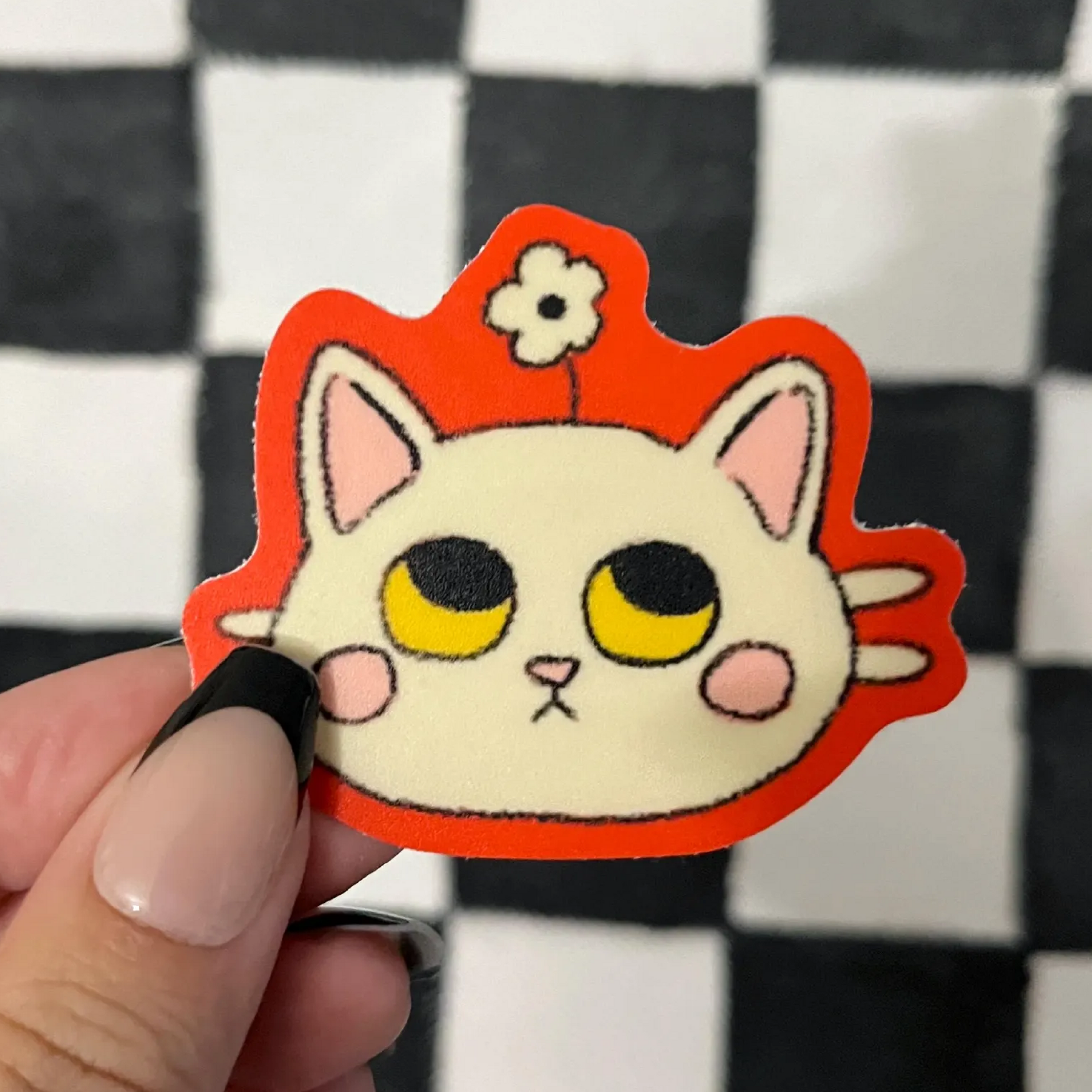 White Cat Flower! Sticker