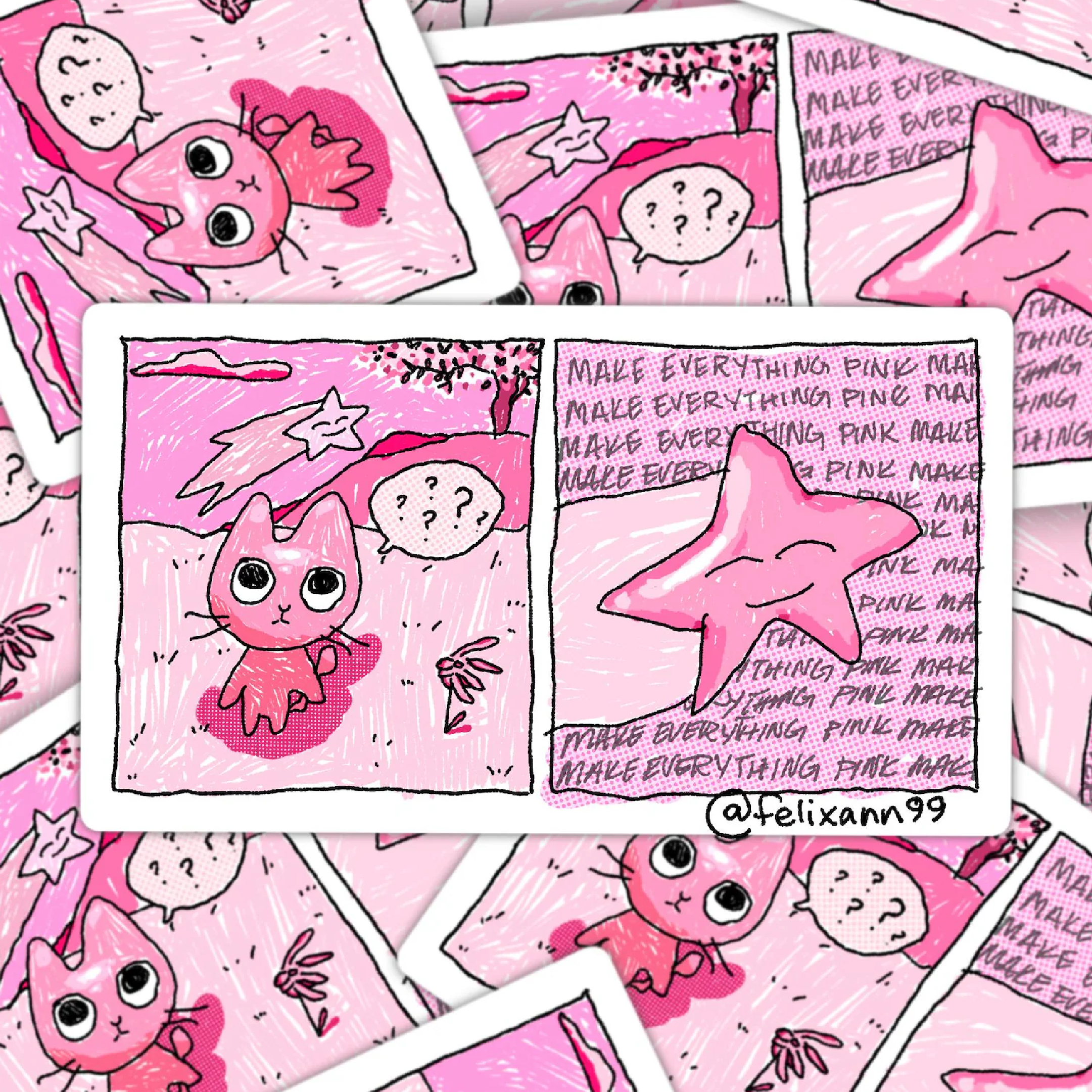 pink comic sticker