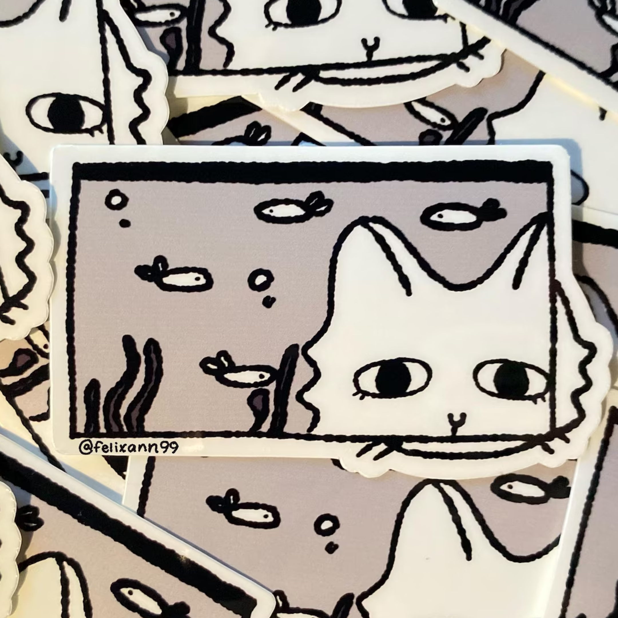 fish tank cat sticker