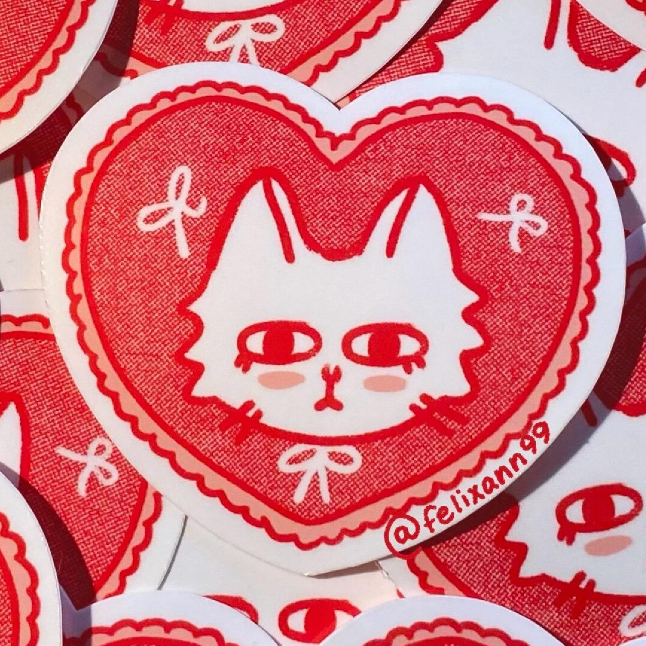 red heart cat sticker
