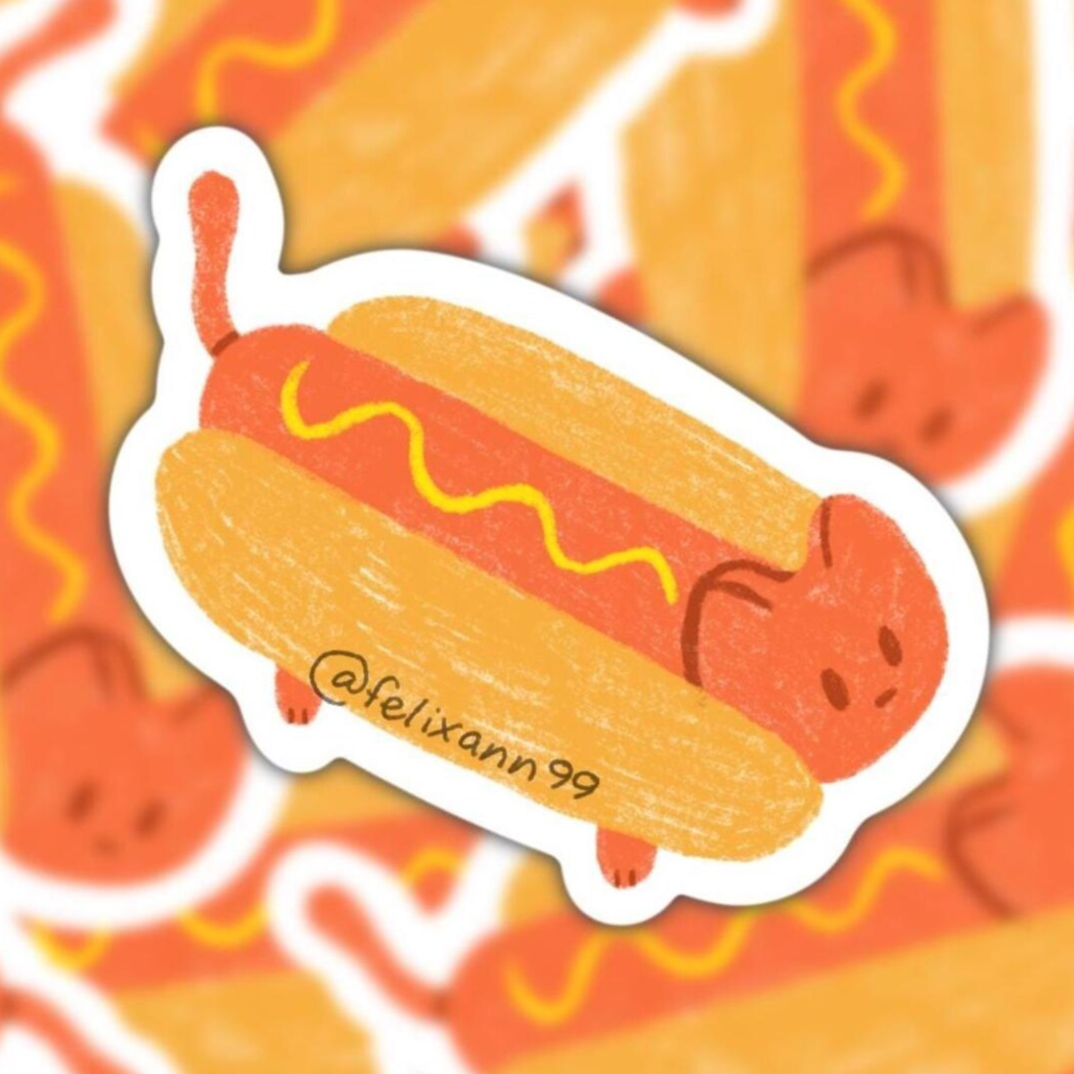 hotdog cat sticer