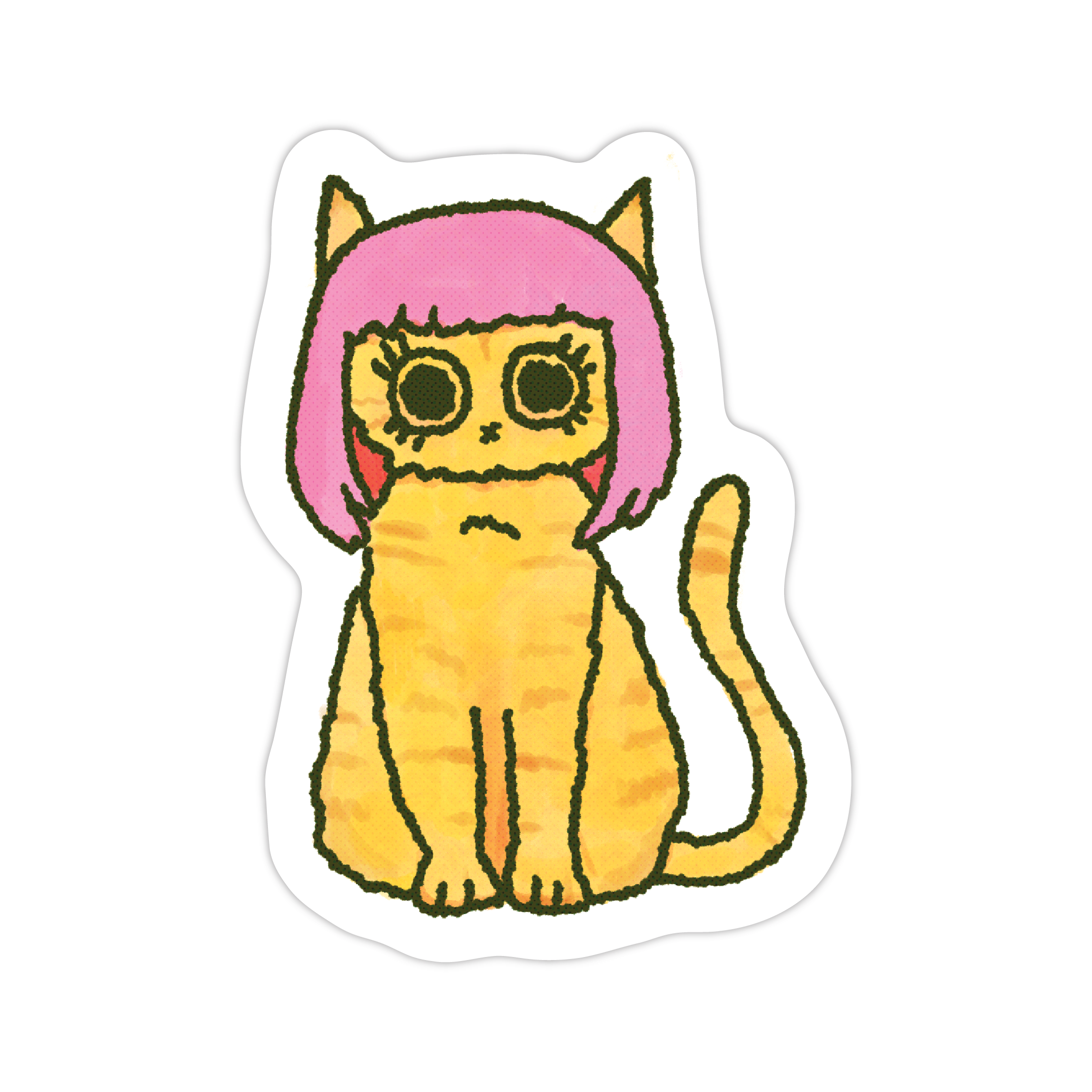 pink wig cat! sticker