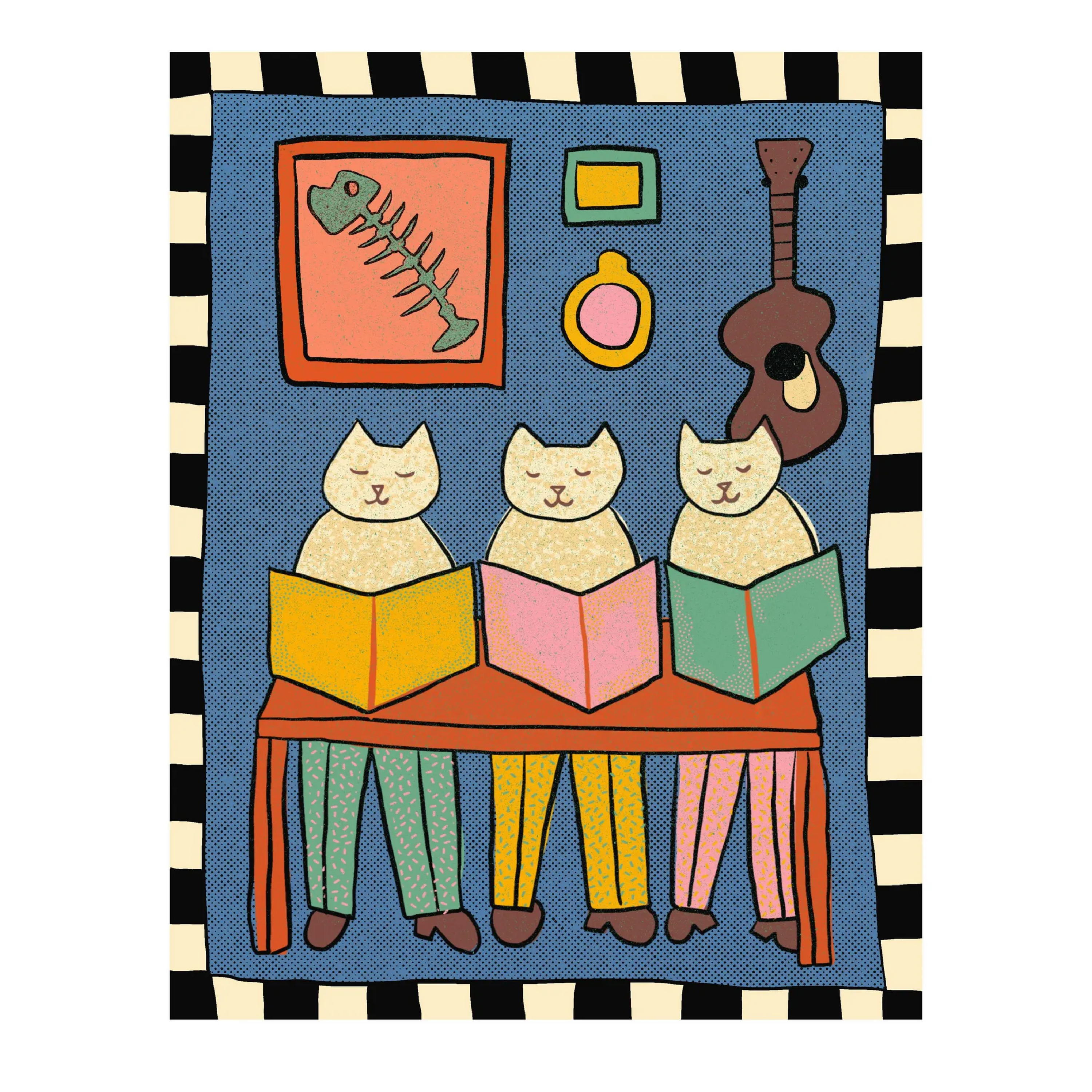 Cat Book Club Print