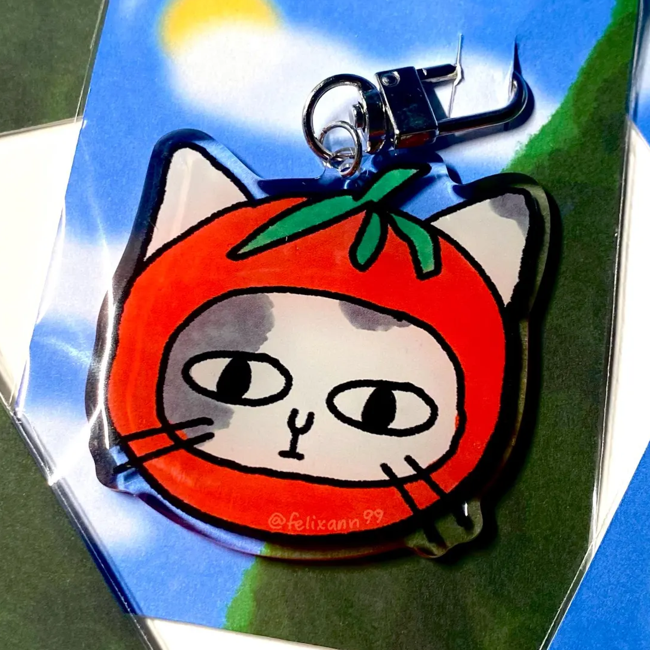 Tomato Cat Keychain