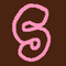 Pink letter 'S' on a brown background