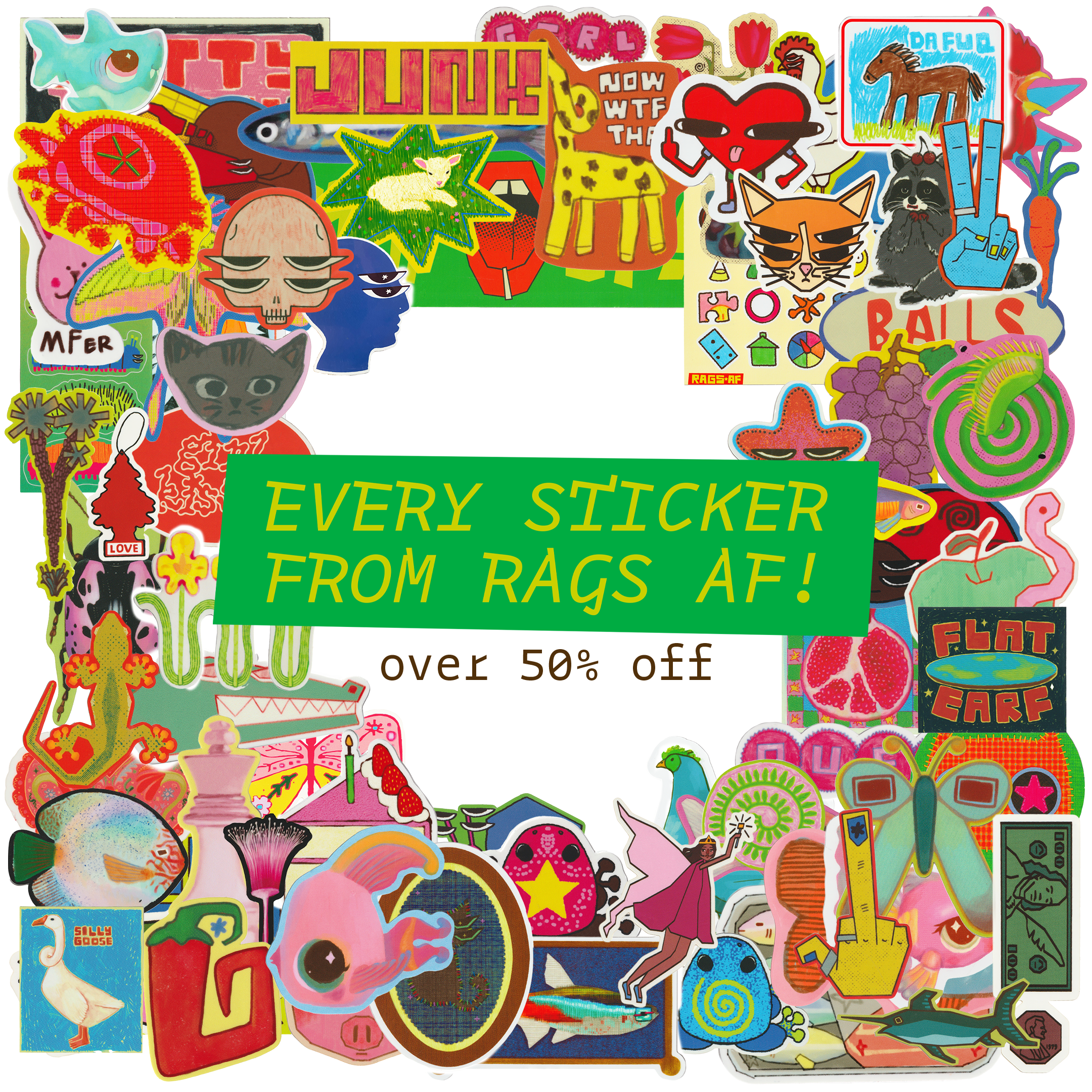 ALL RAGS AF STICKERS